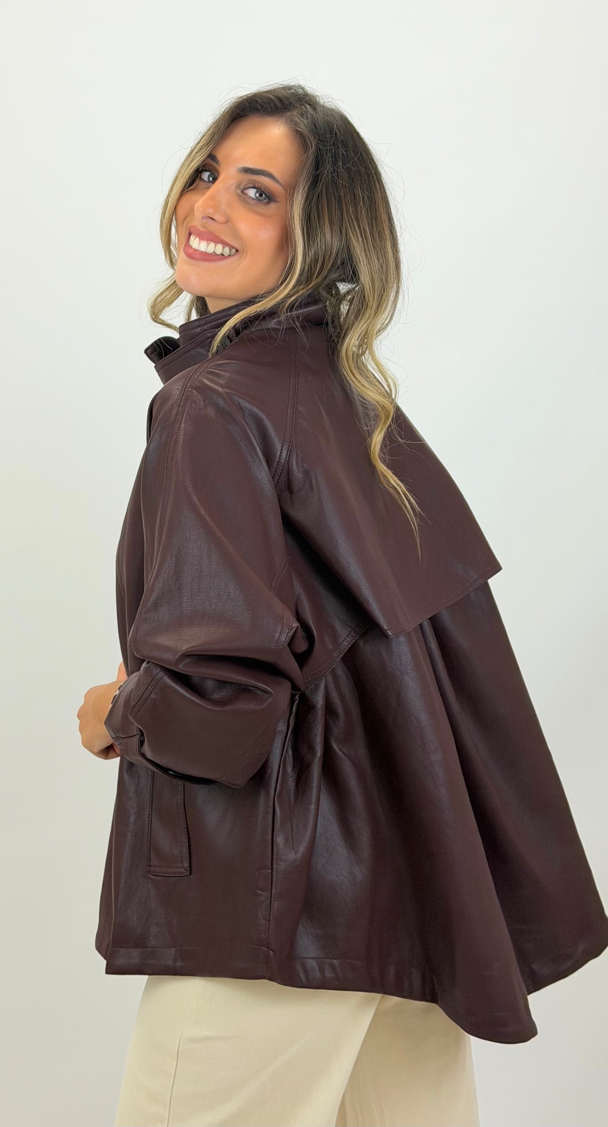 Parka eco-pele bordeaux
