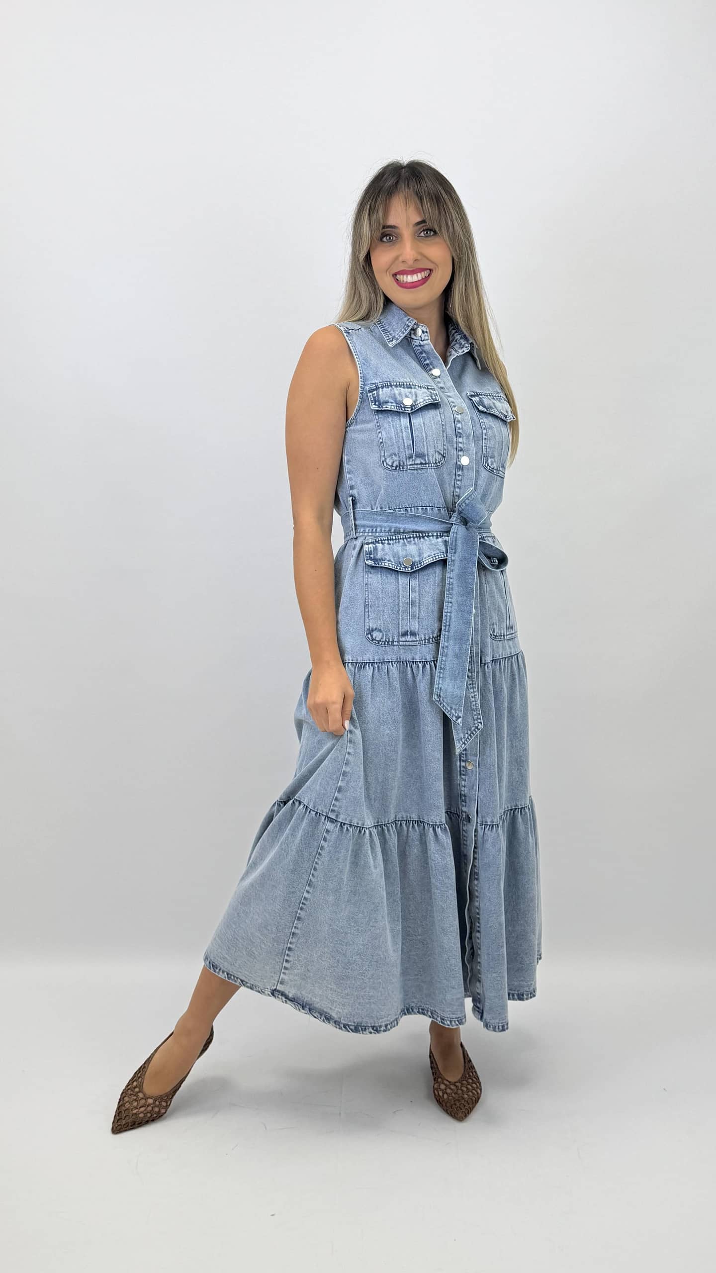 Vestido midi ganga-clara