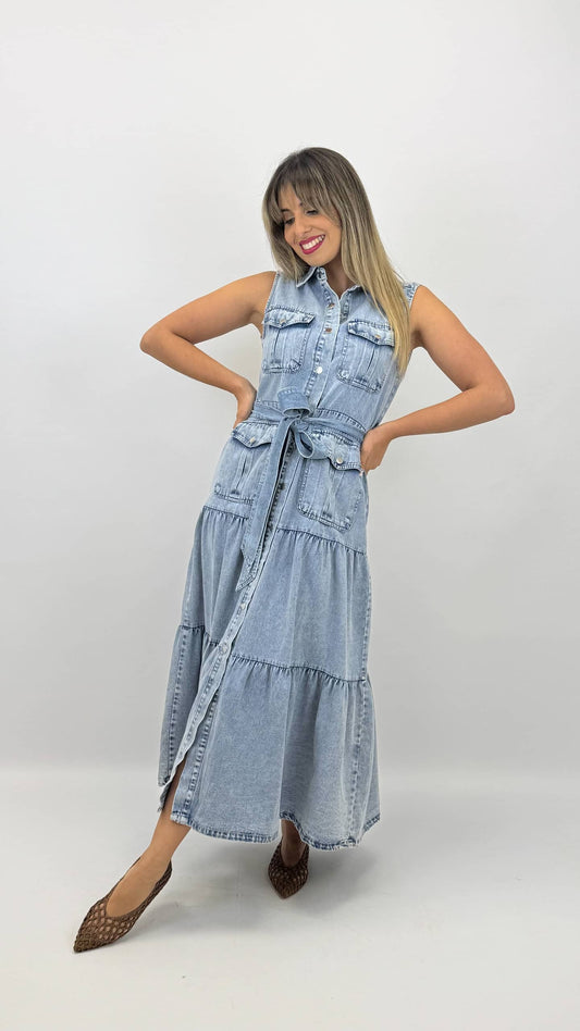 Vestido midi ganga-clara