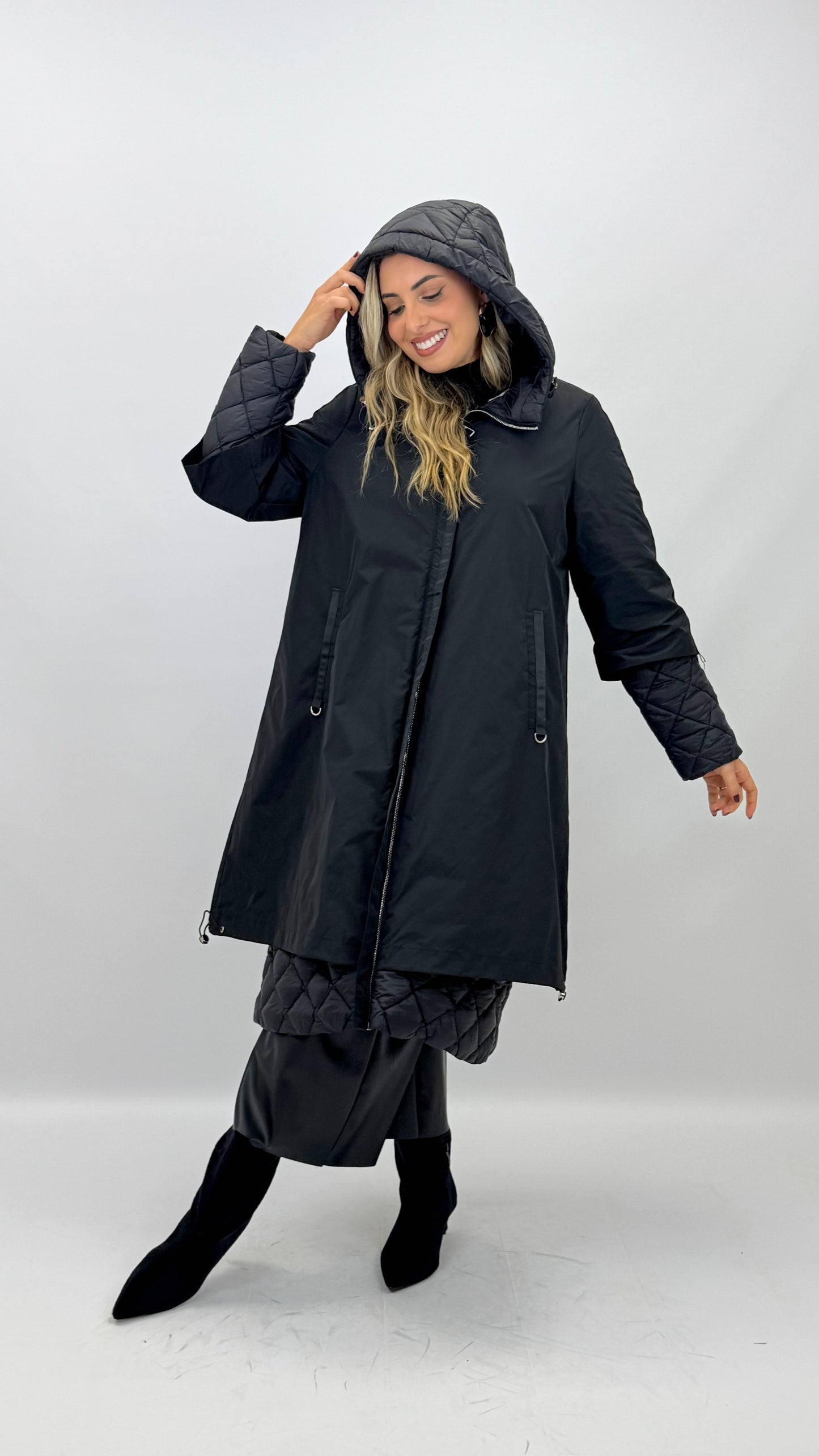 Kispo/parka preto comprido