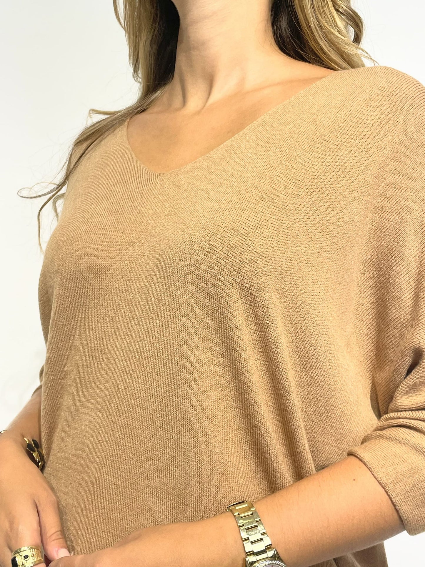 Camisola malha básica camel