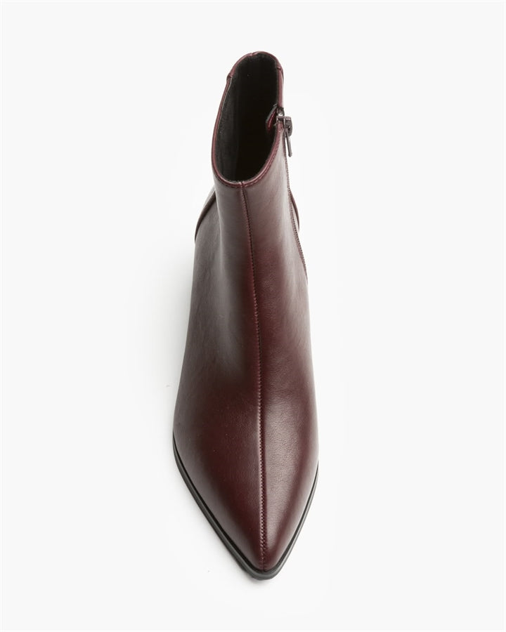 Botim eco-pele tacão quadrado bordeaux
