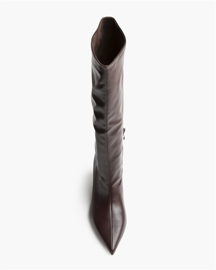 Bota cano-alto eco-pele bordeaux