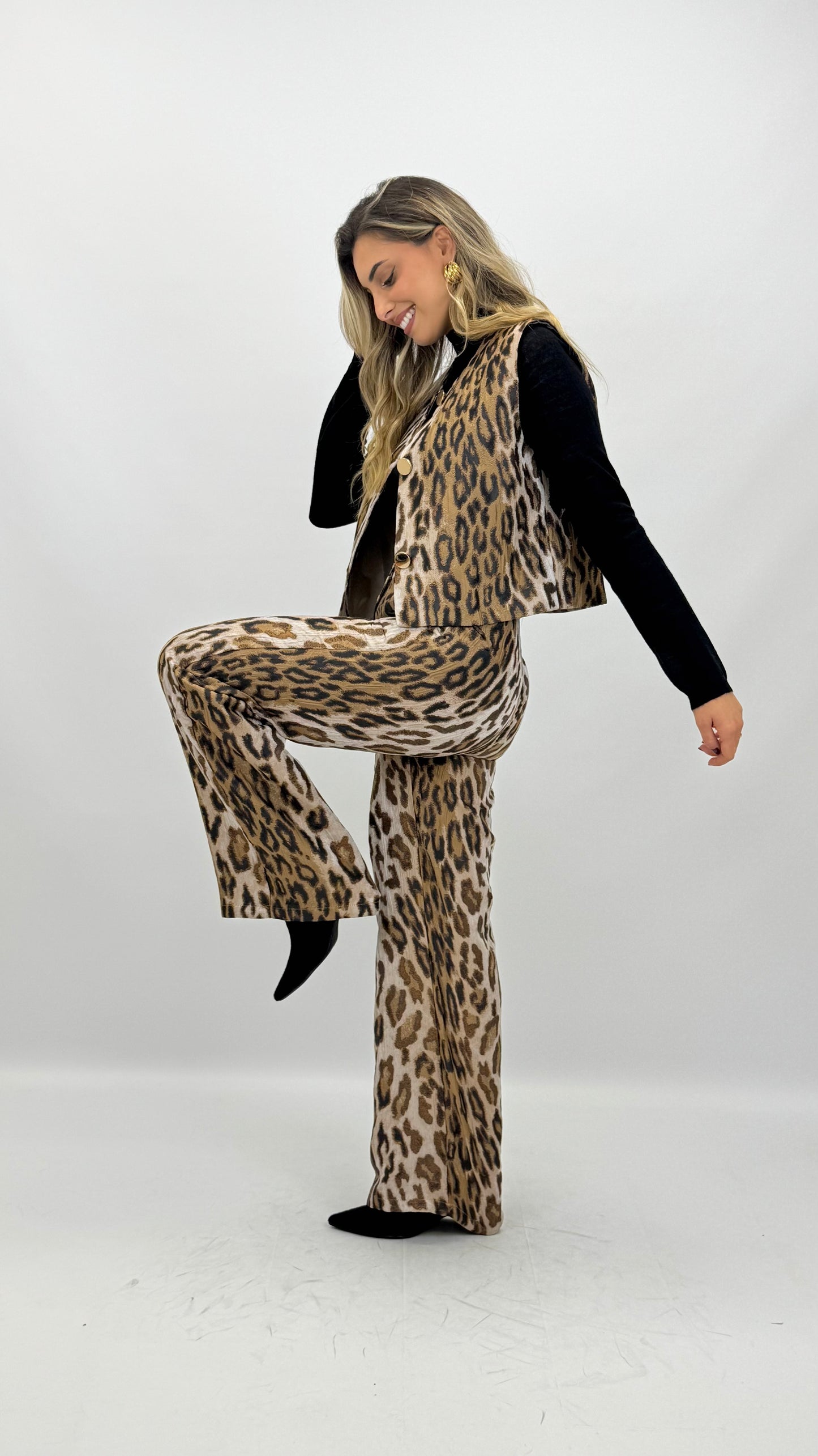 Calça tecido animal-print