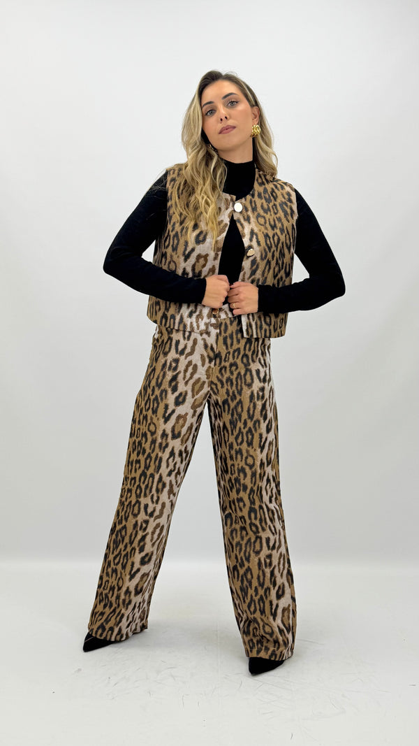 Calça tecido animal-print