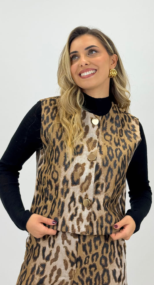 Colete tecido animal-print