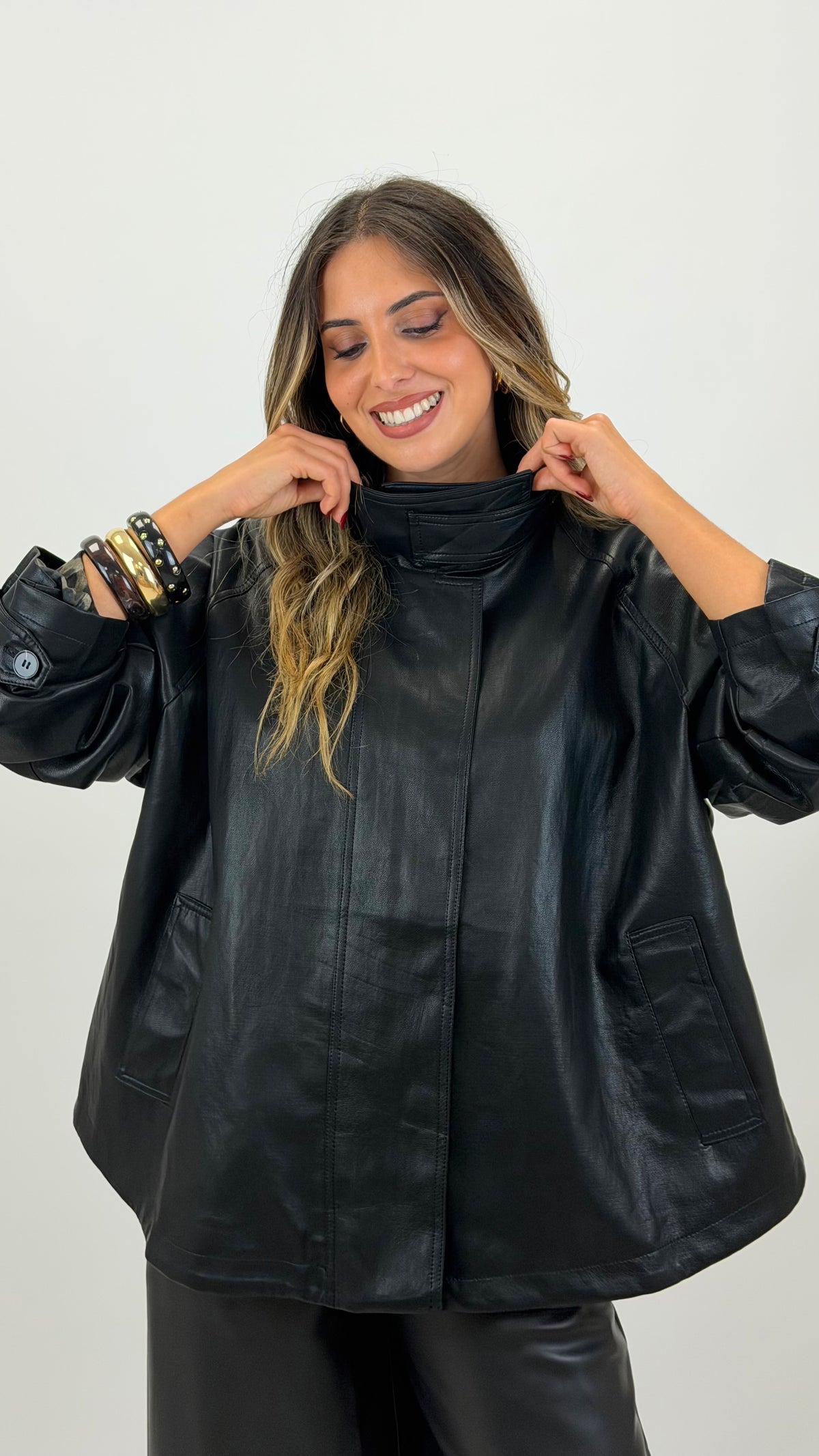 Parka eco-pele preto