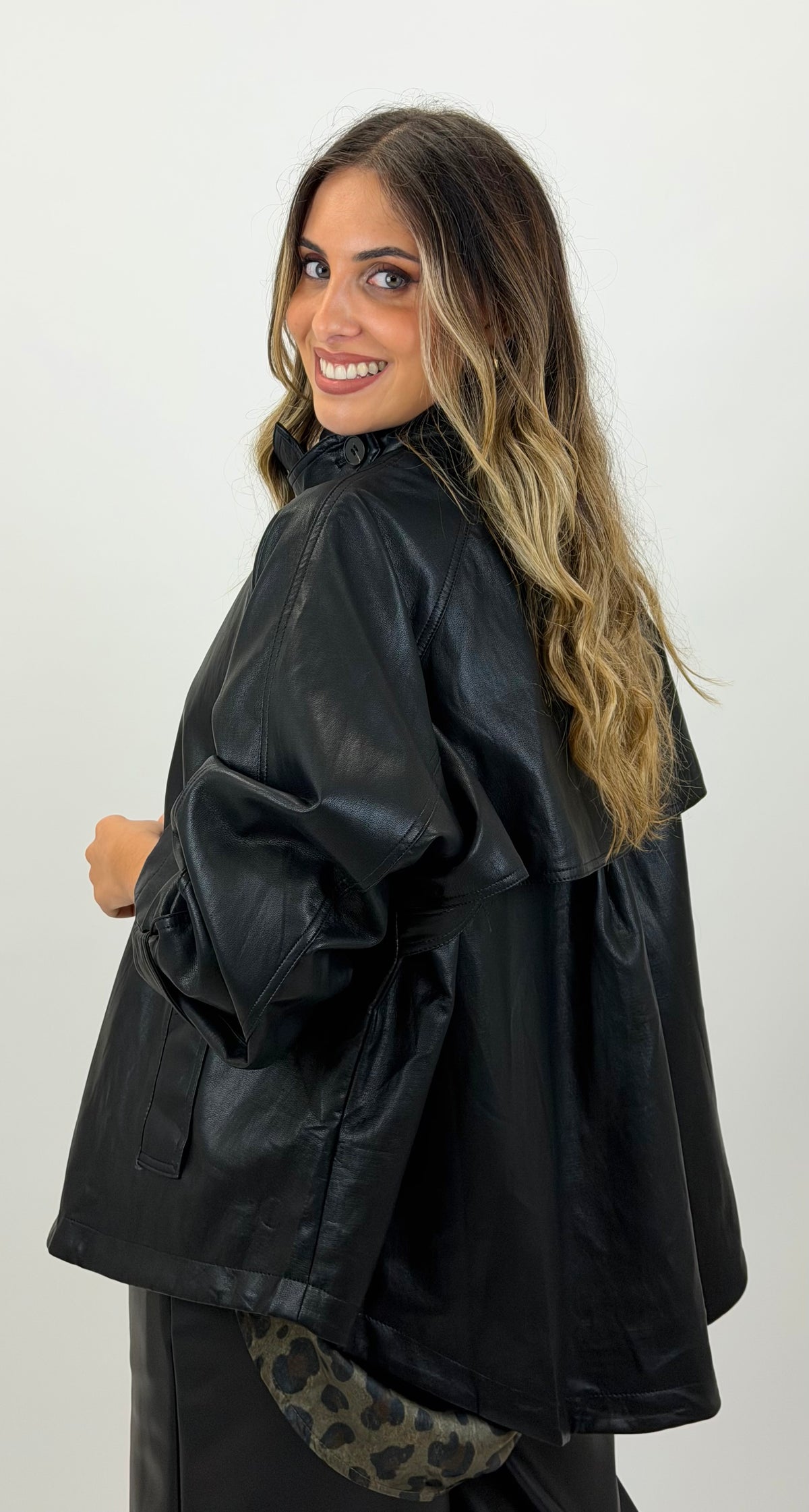 Parka eco-pele preto