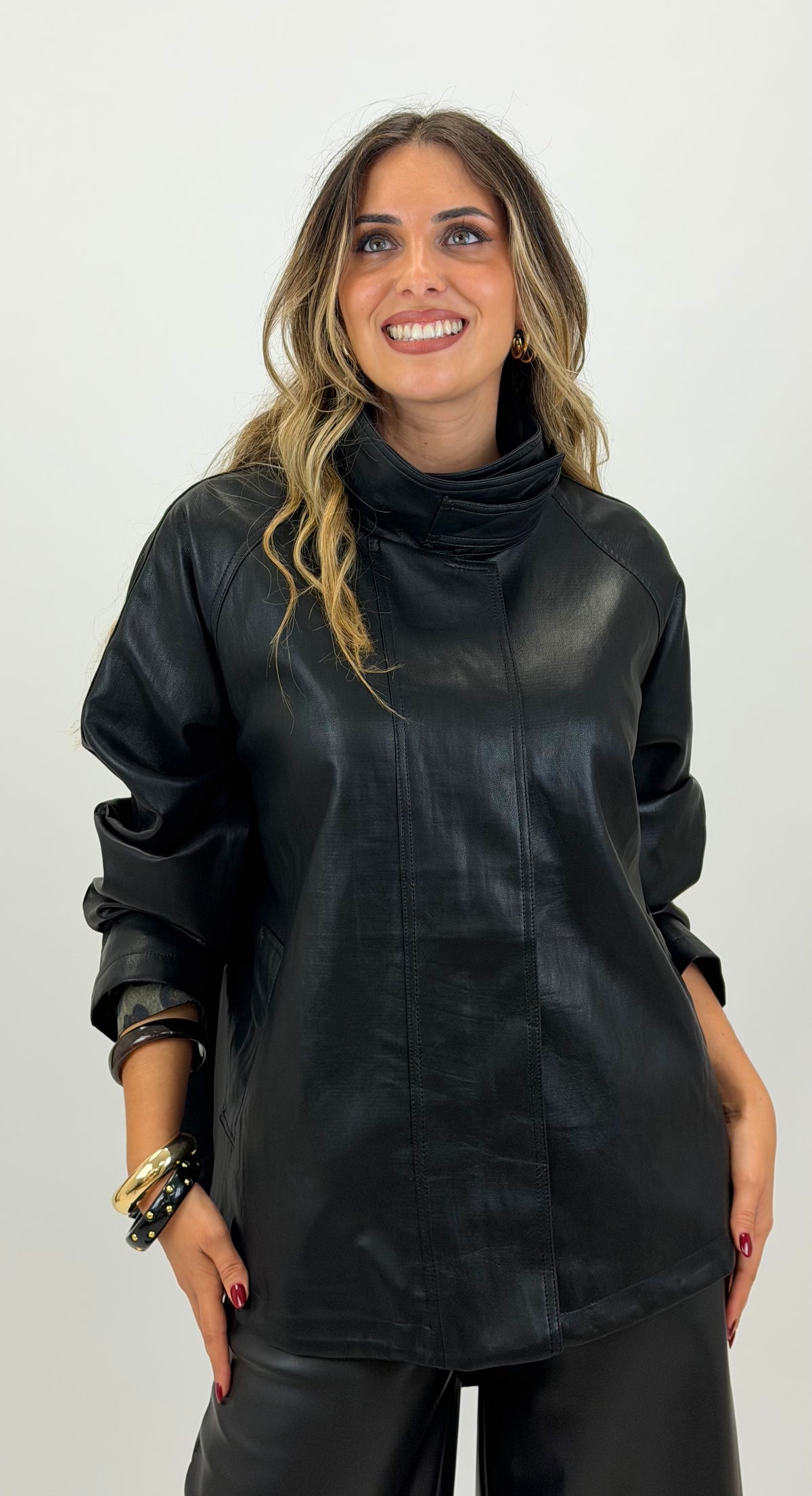 Parka eco-pele preto
