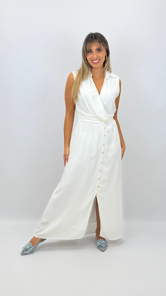 Vestido midi cavado branco