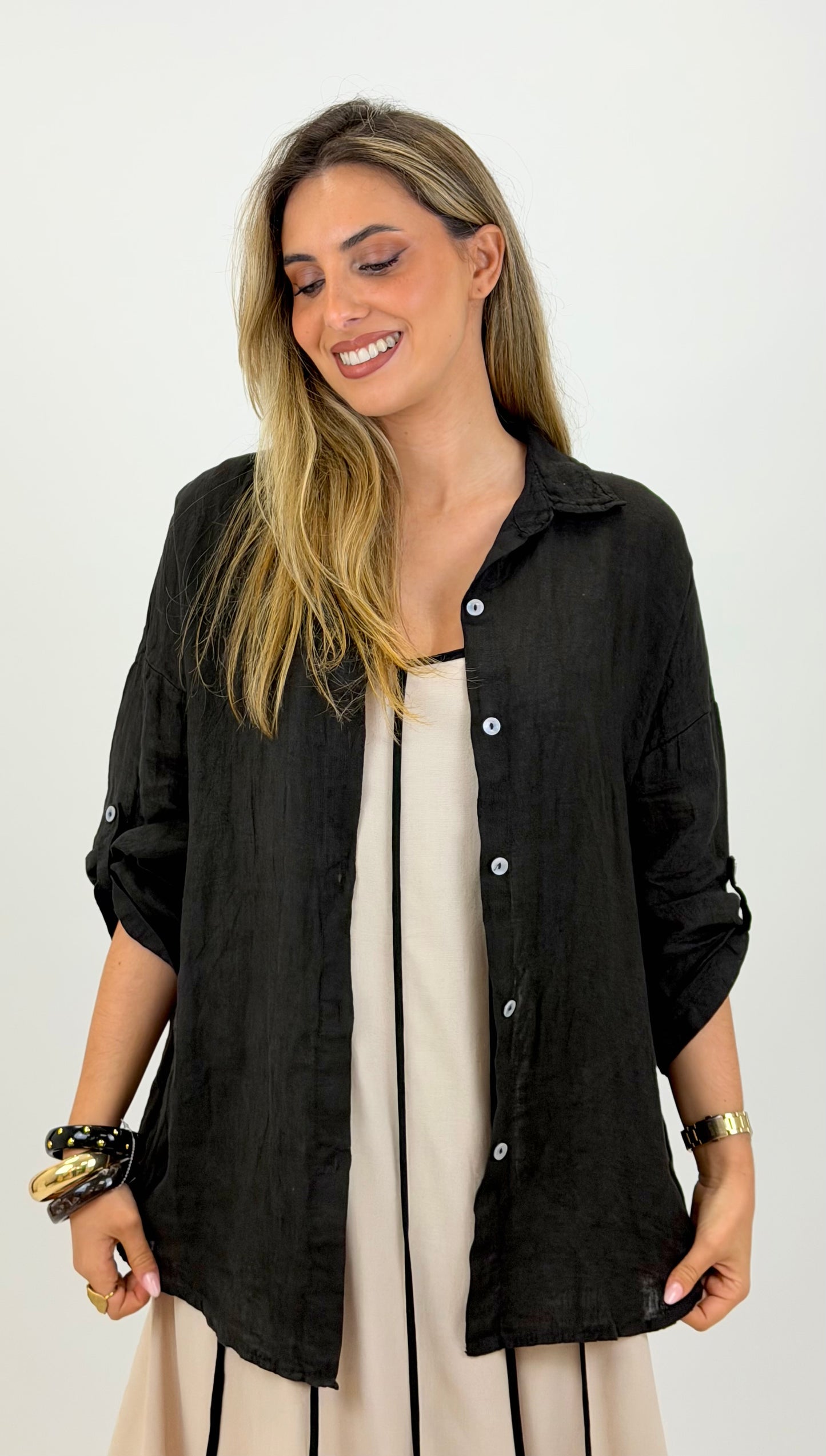 Camisa linho preto