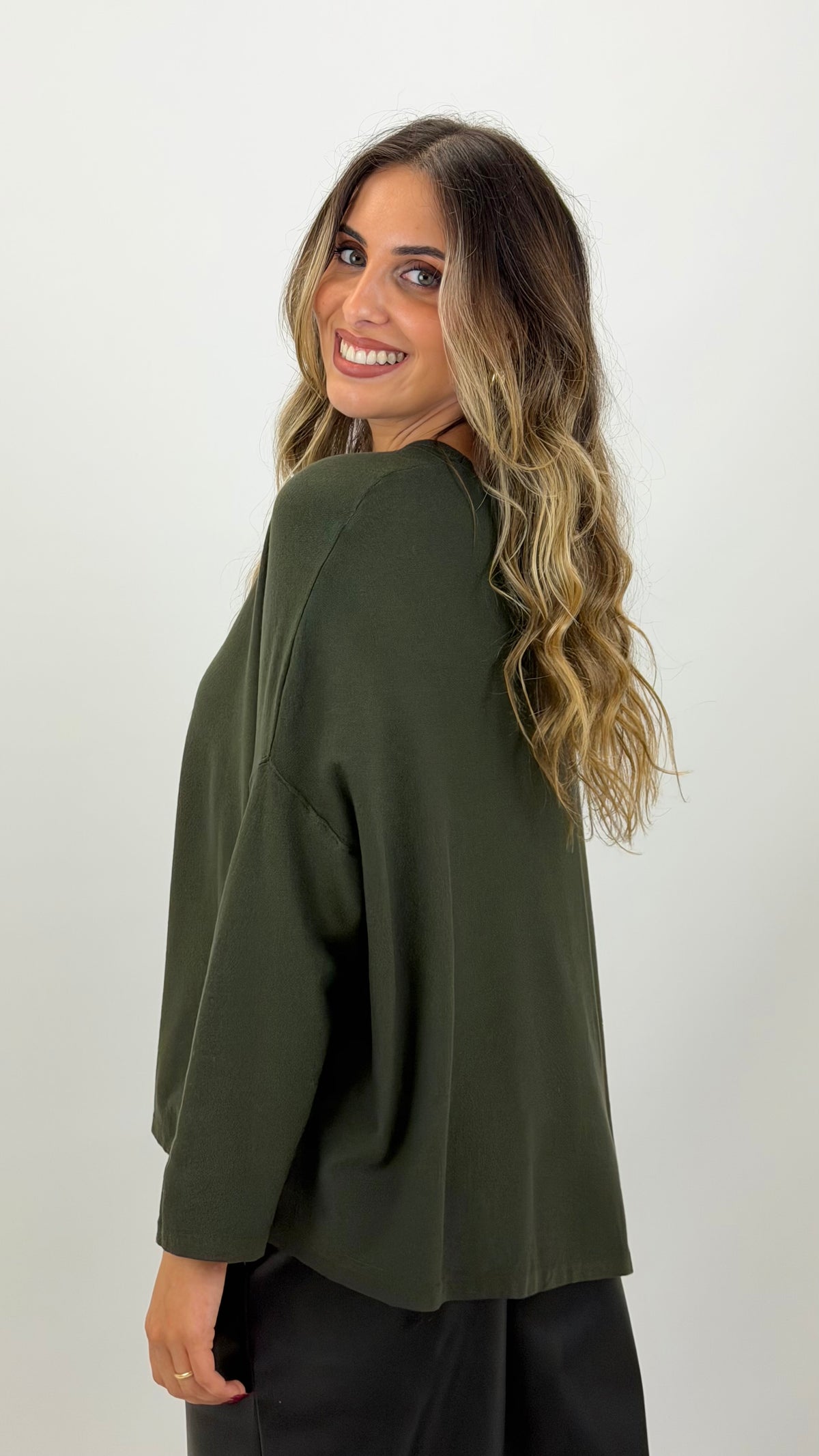 Camisola malha assimétrica verde