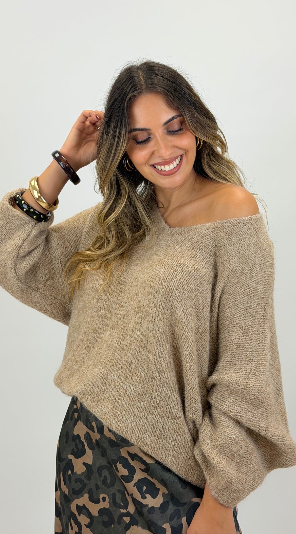 Camisola malha bege