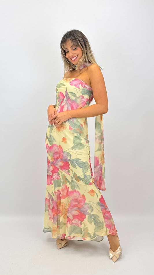 Vestido cerimónia estampado floral