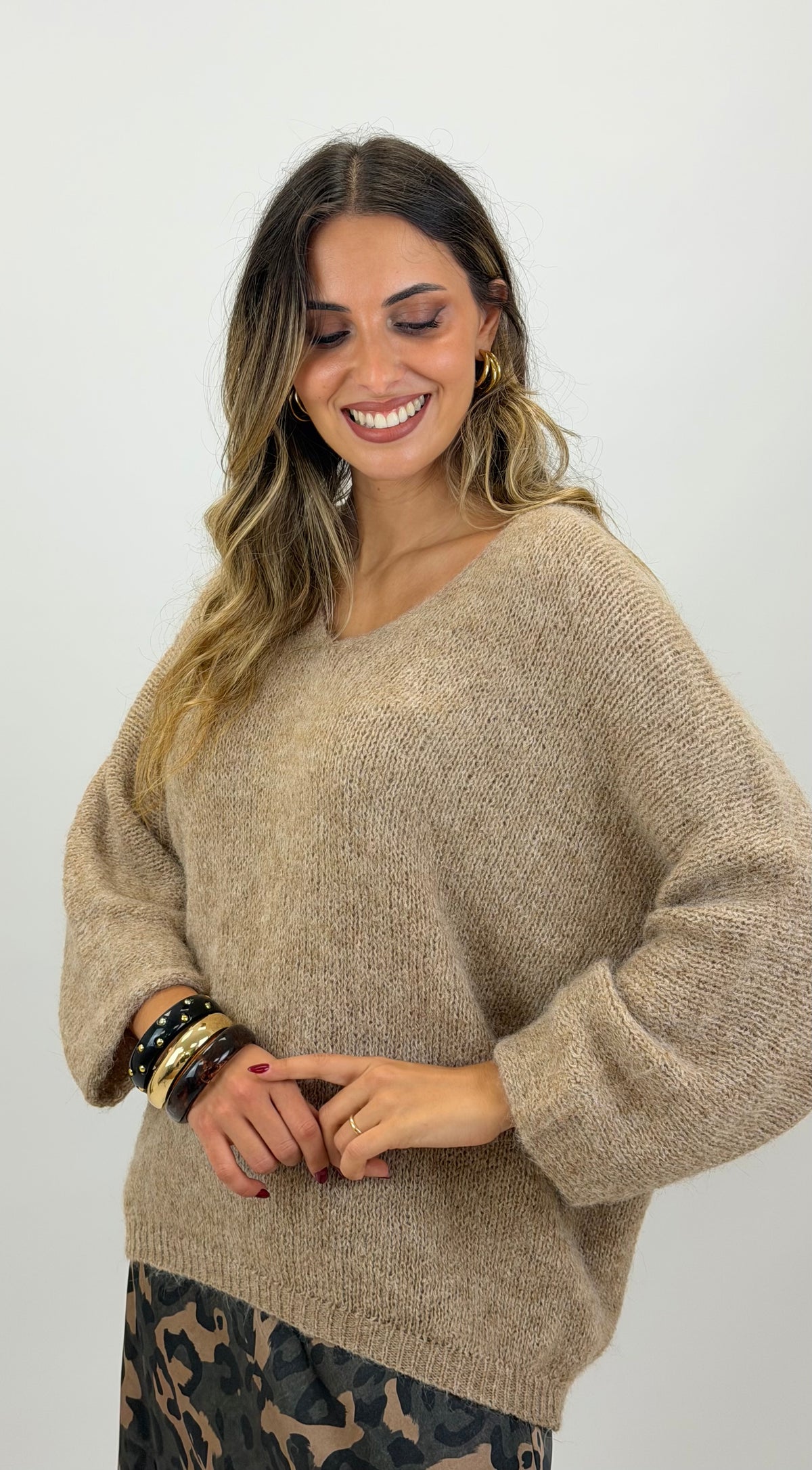 Camisola malha bege