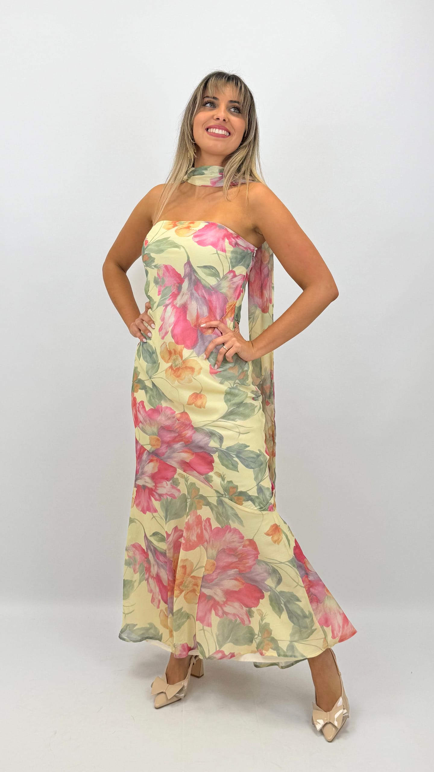 Vestido cerimónia estampado floral
