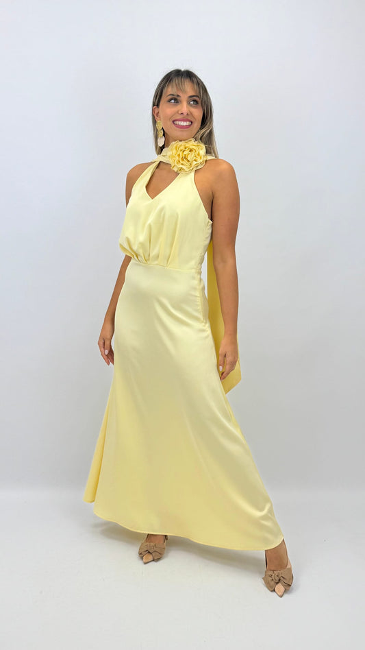 Vestido acetinado Lemon Merengue