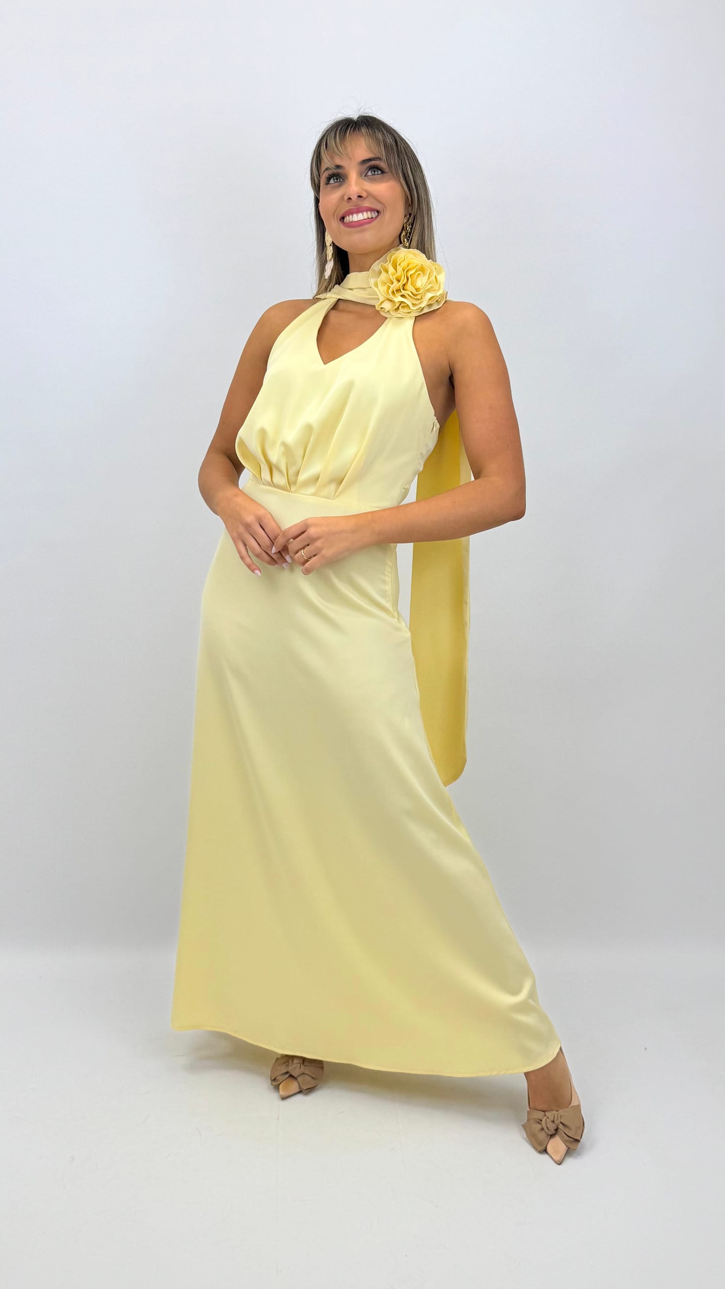 Vestido acetinado Lemon Merengue