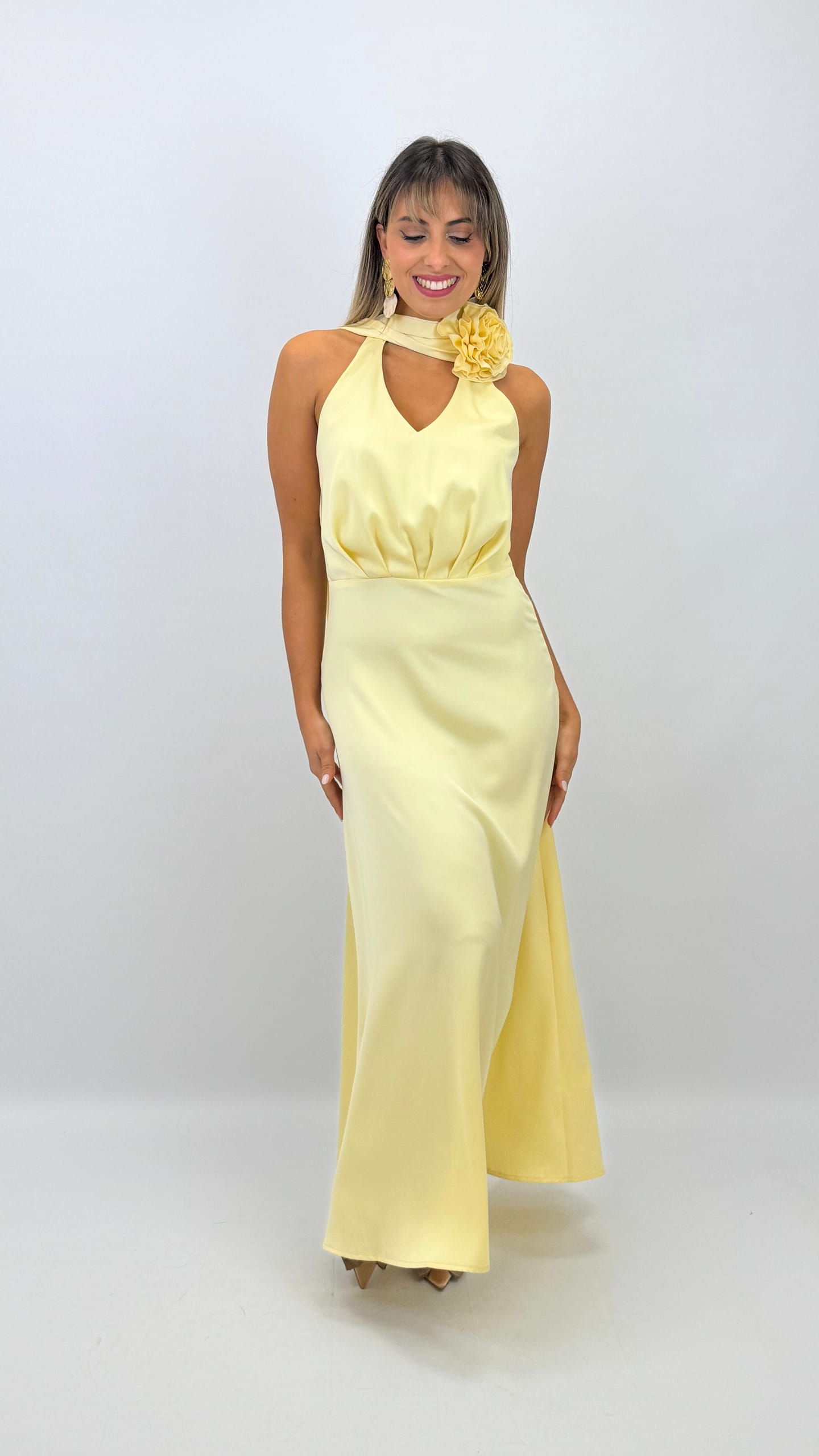 Vestido acetinado Lemon Merengue