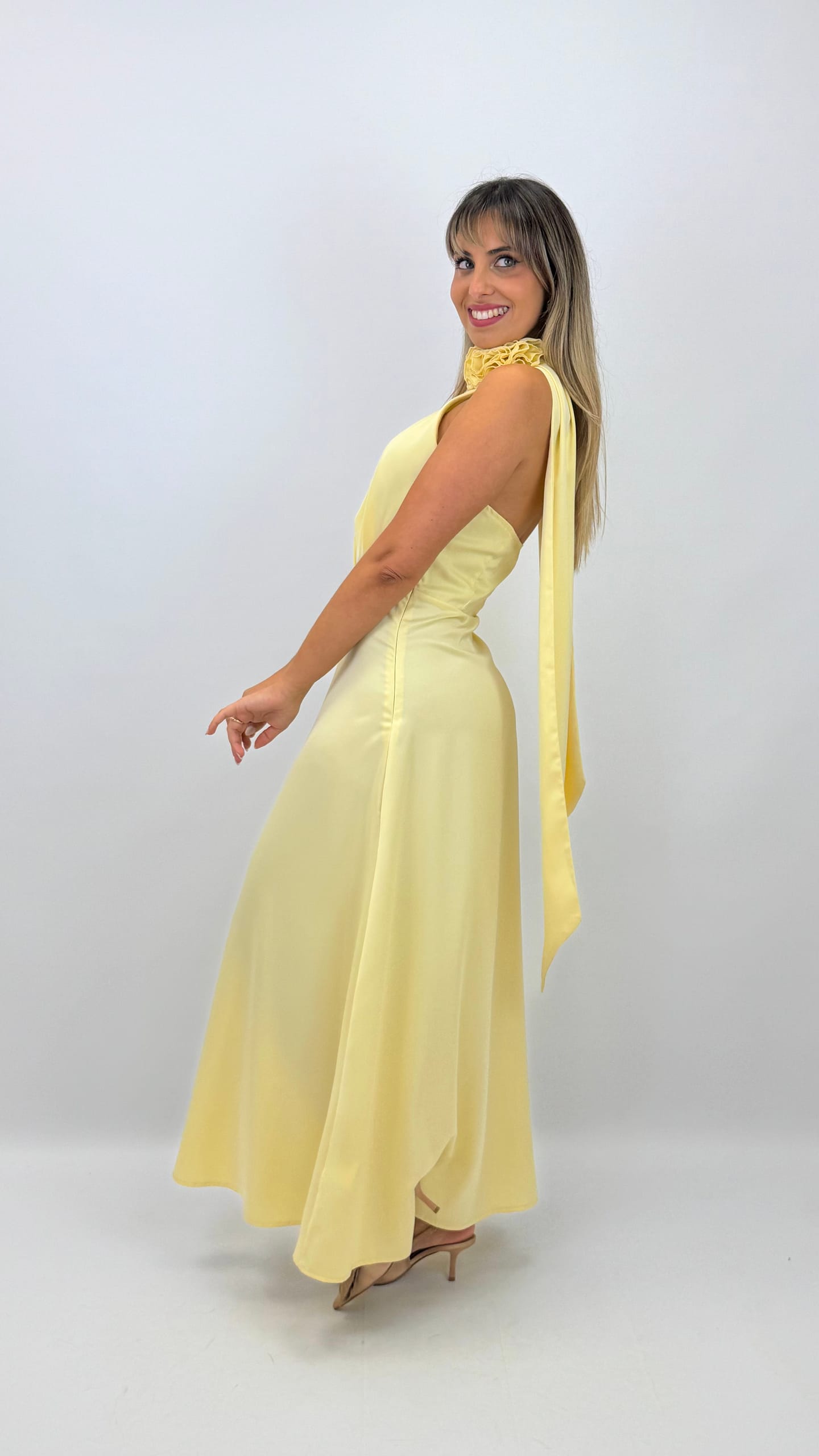 Vestido acetinado Lemon Merengue