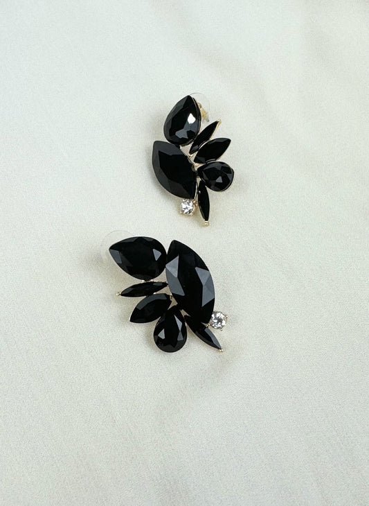 Brincos pedras preto com brilhante