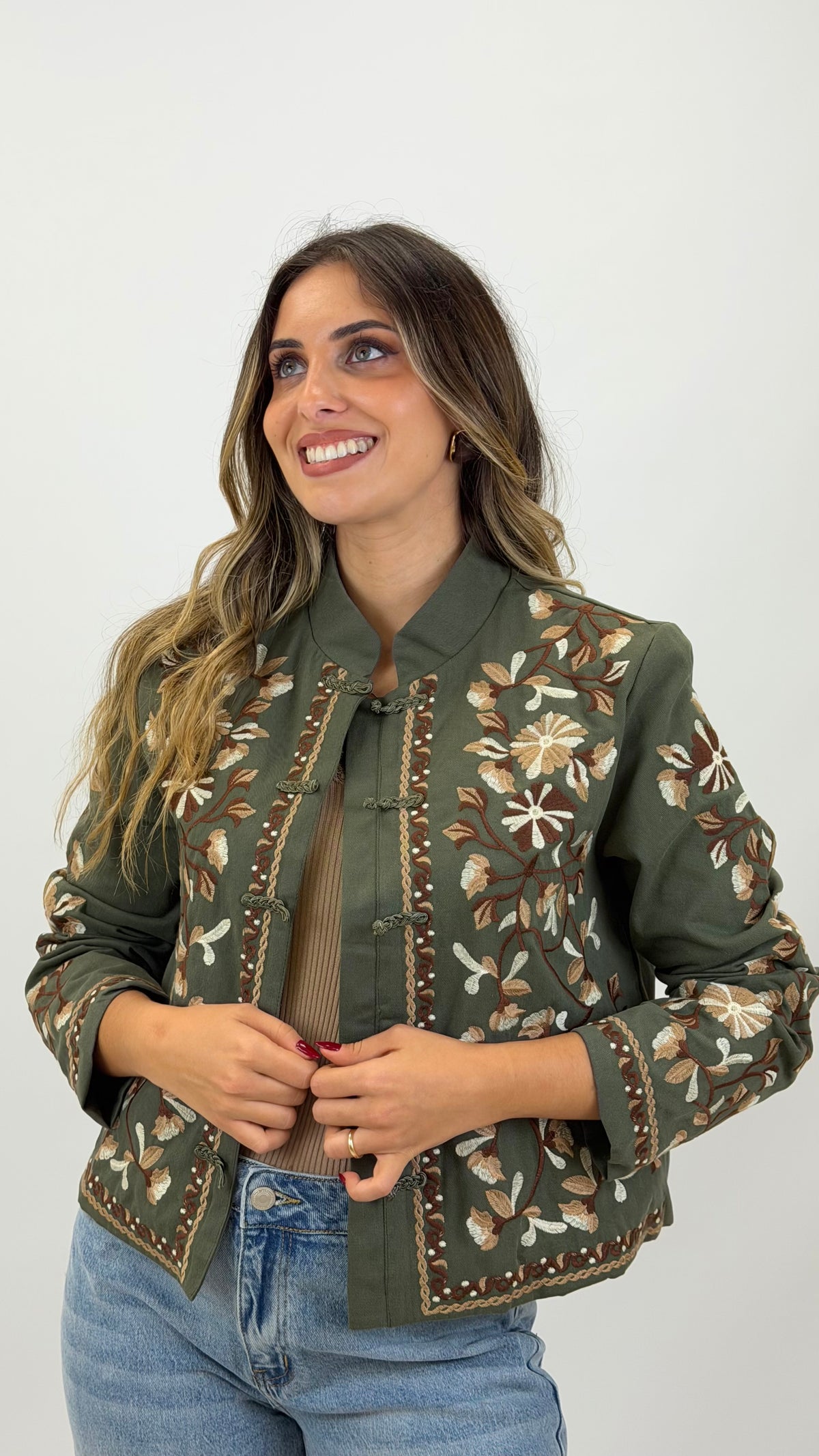 Bomber sarja bordada verde
