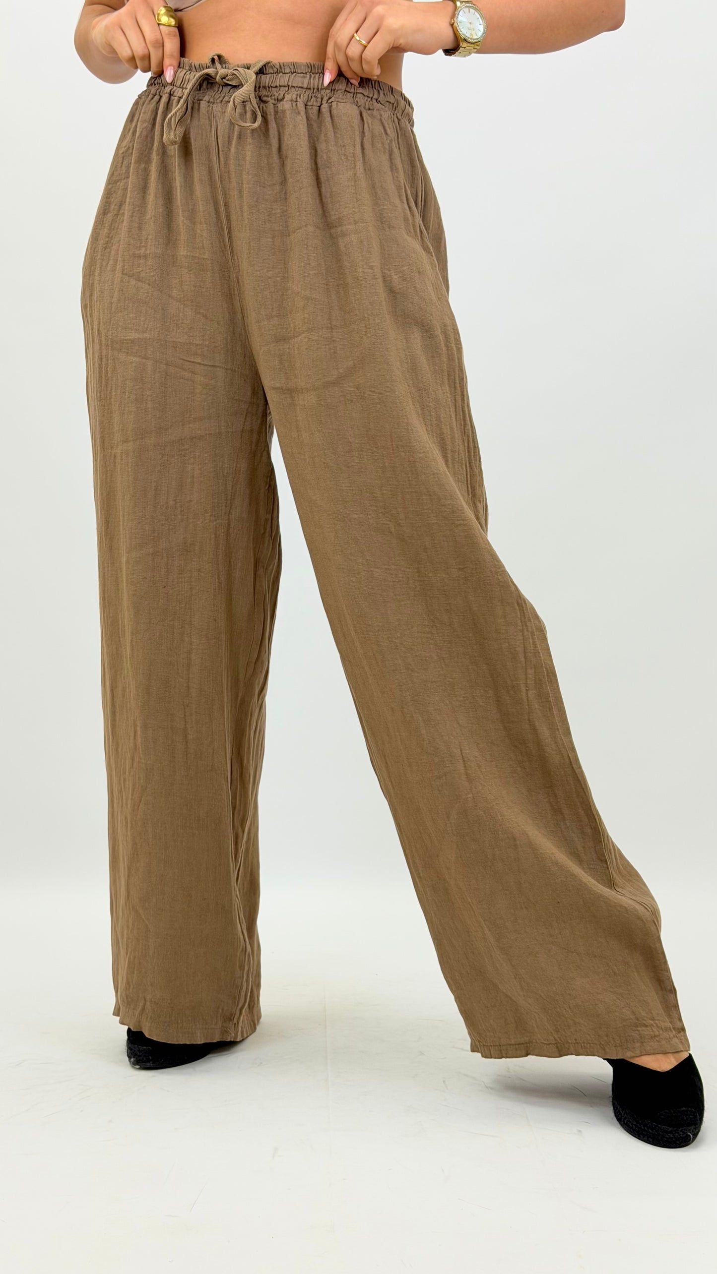 Calça linho canela