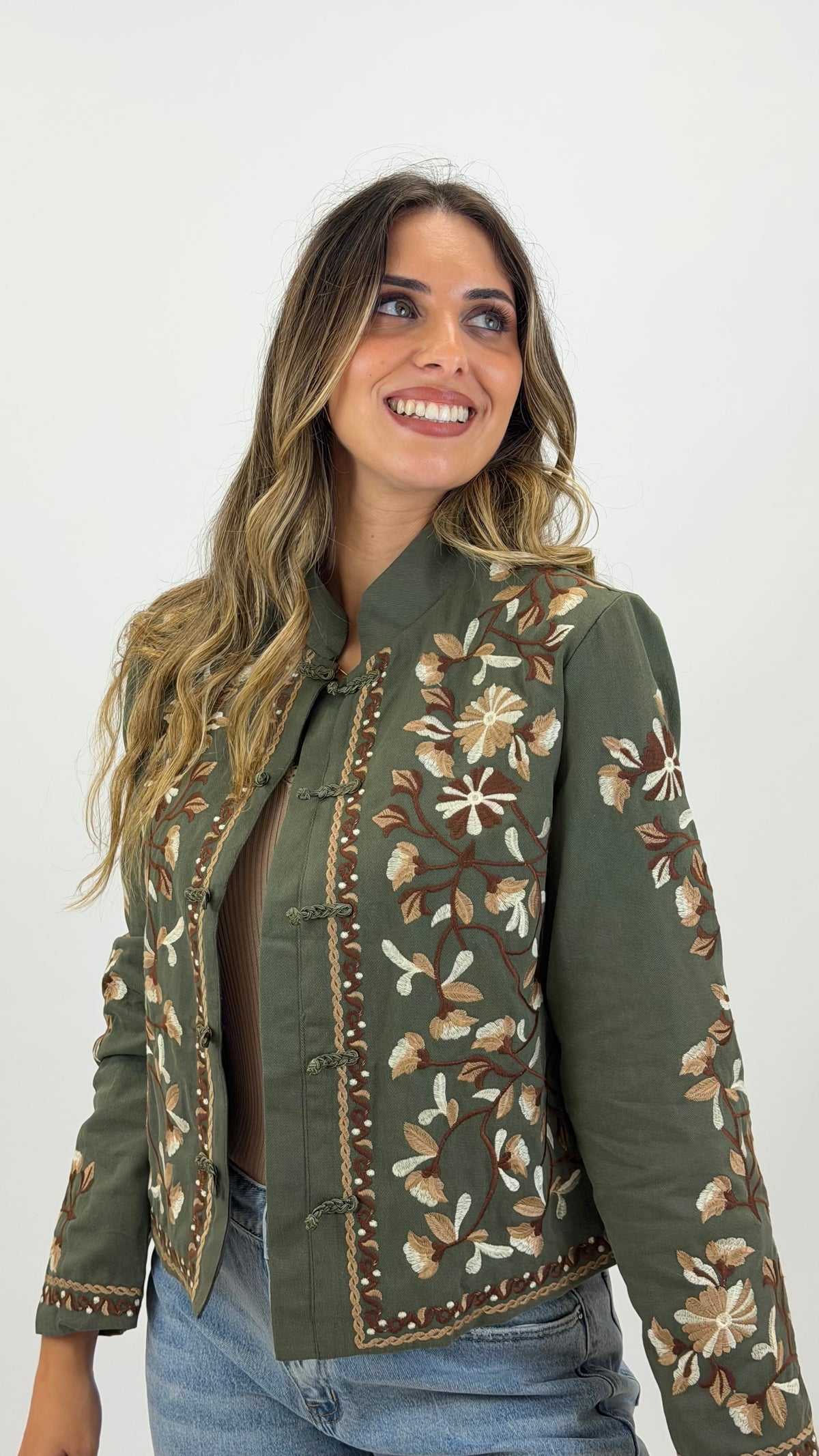 Bomber sarja bordada verde