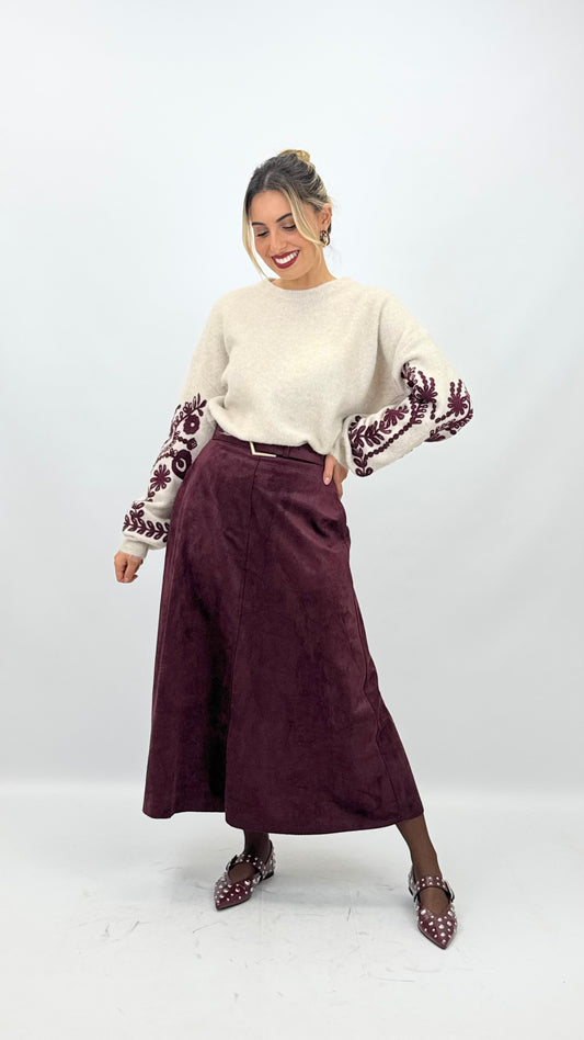 Saia de camurça bordeaux