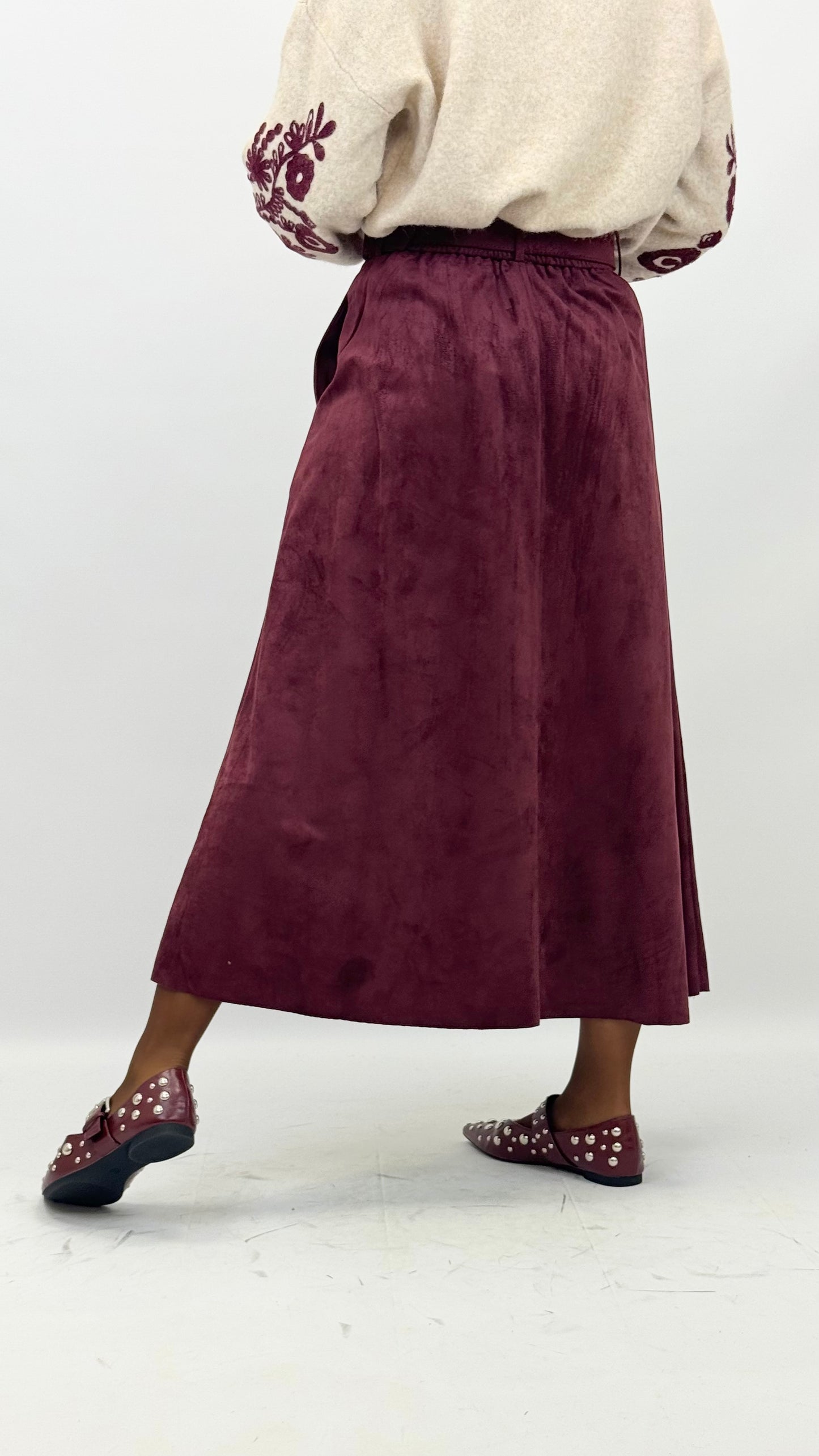 Saia de camurça bordeaux