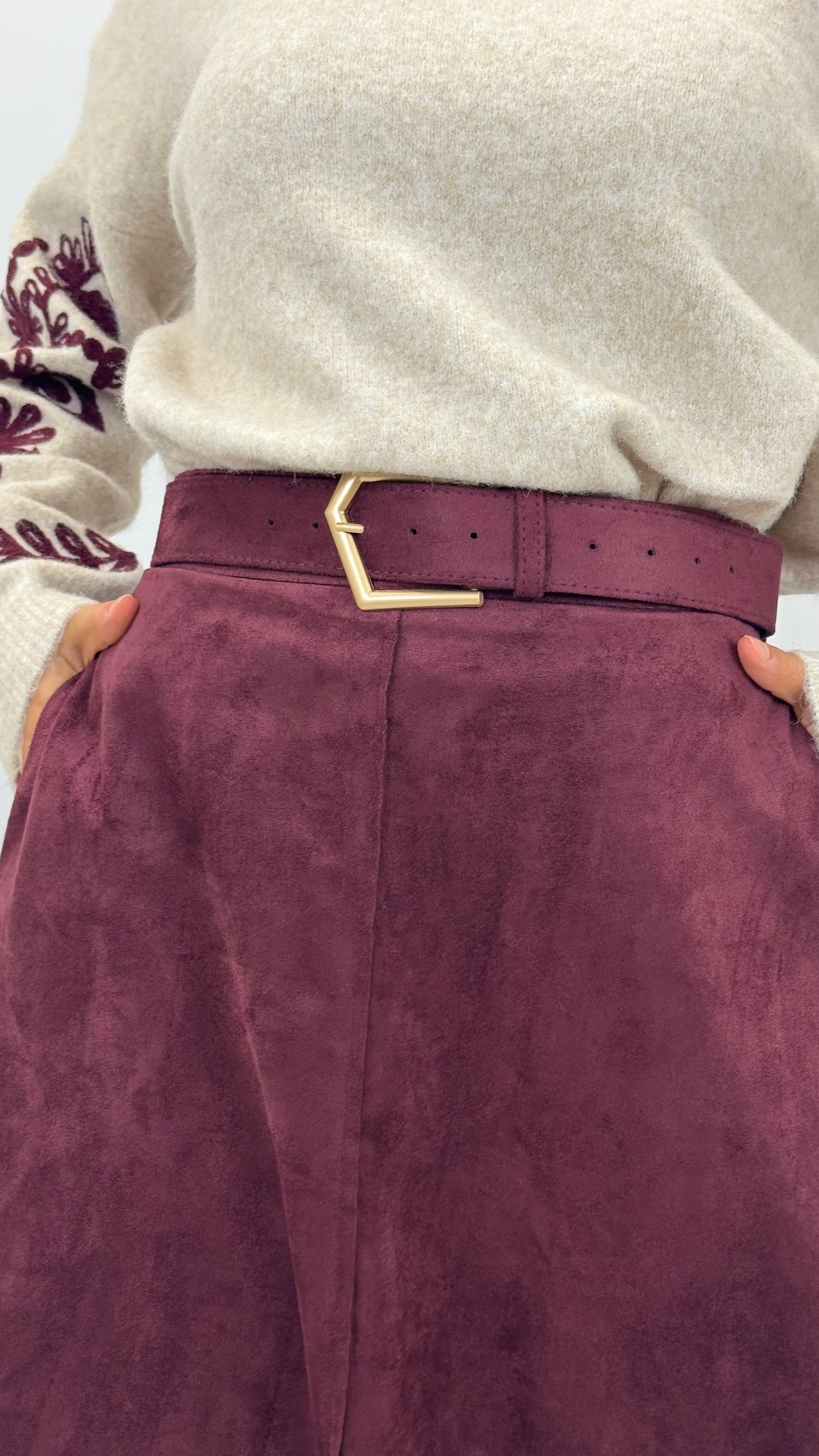 Saia de camurça bordeaux