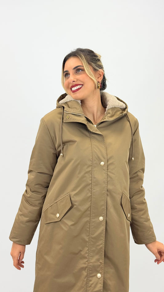 Casaco/parka camel com interior pelinho bege