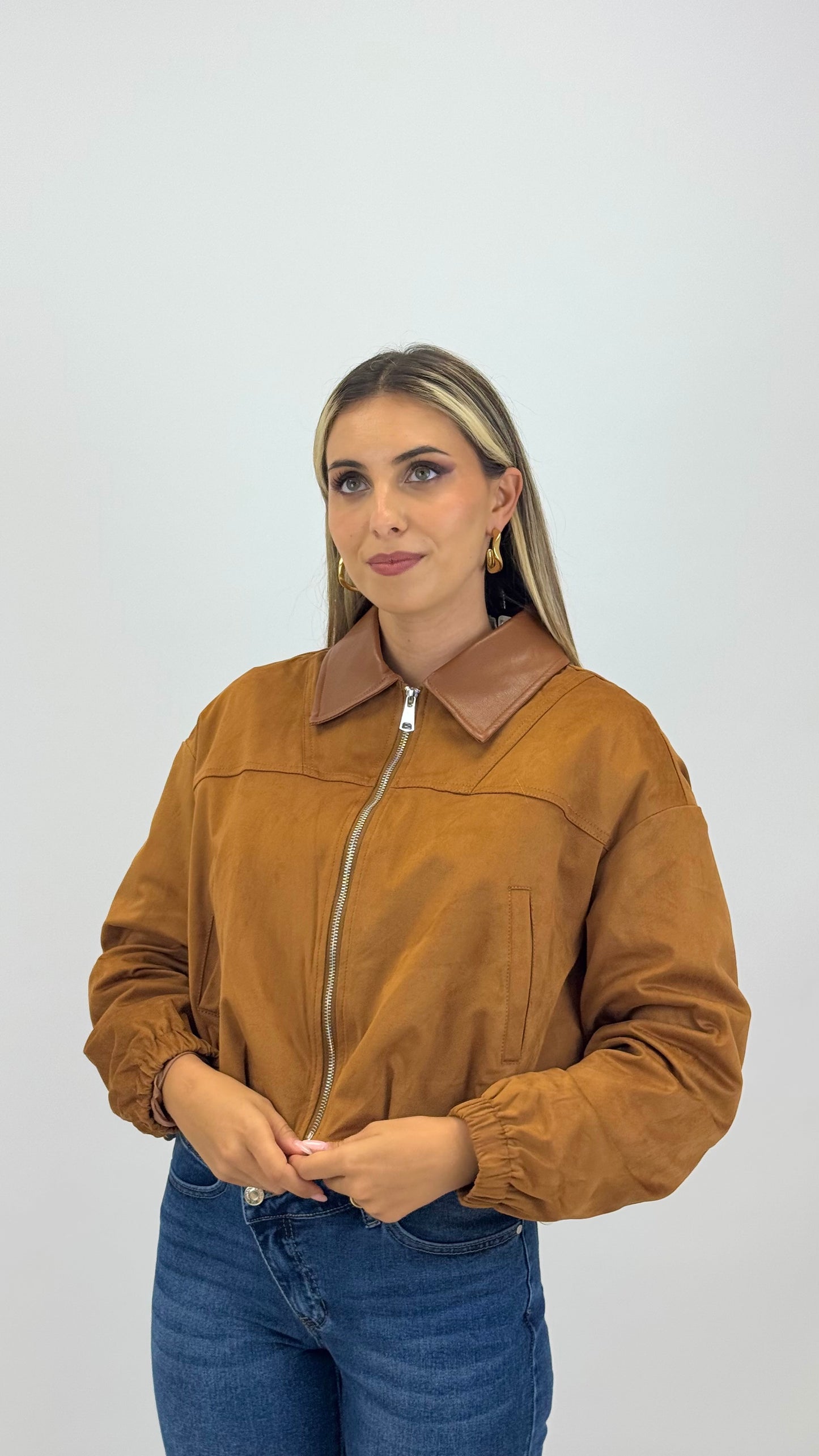 Blusão estilo camurça camel