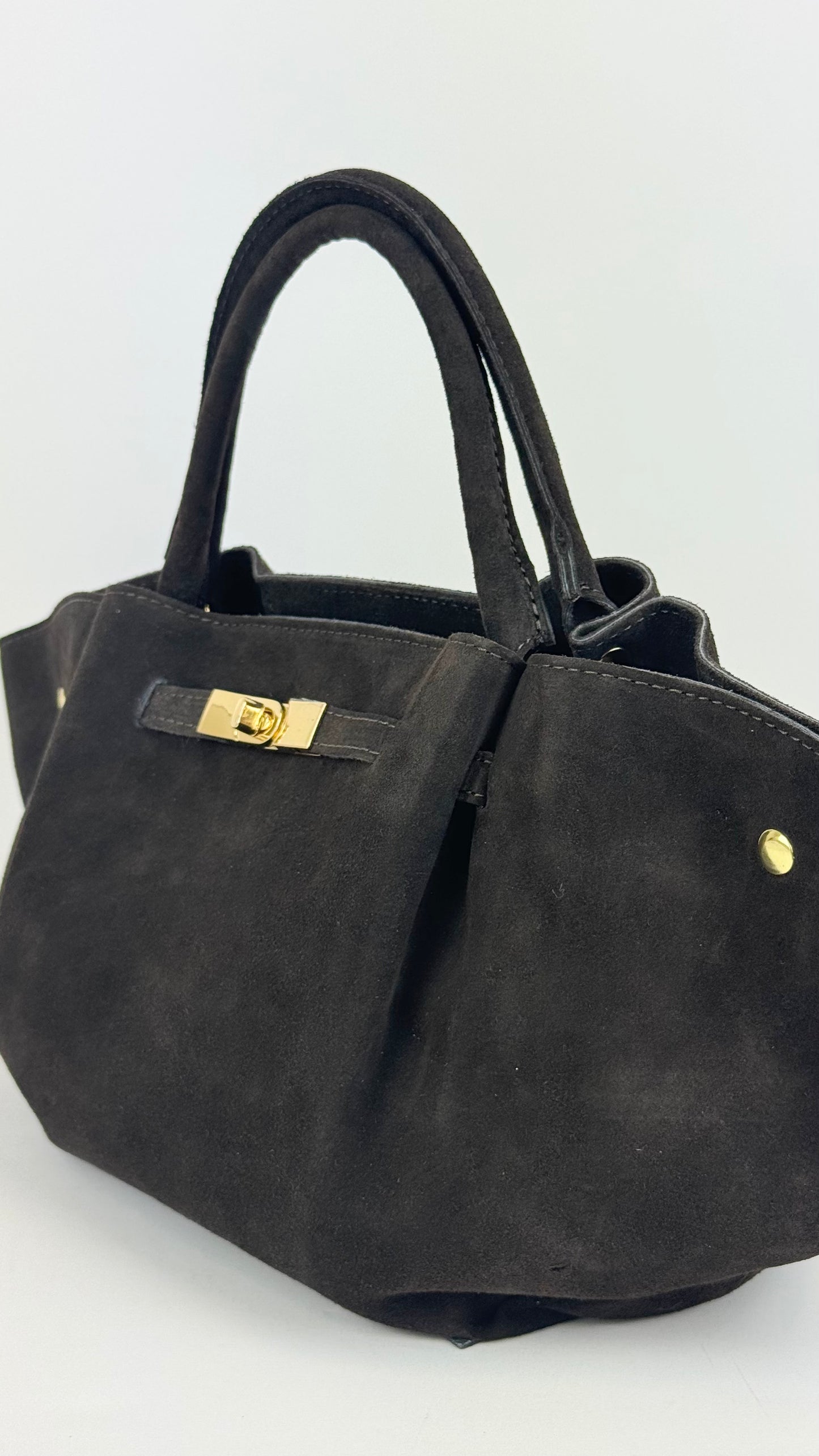 Carteira pele genuina camurça castanha