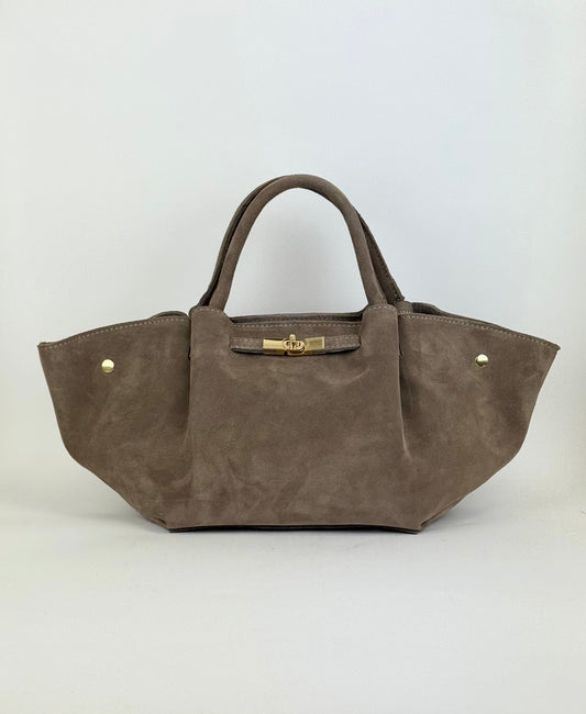 Carteira pele genuina camurça taupe