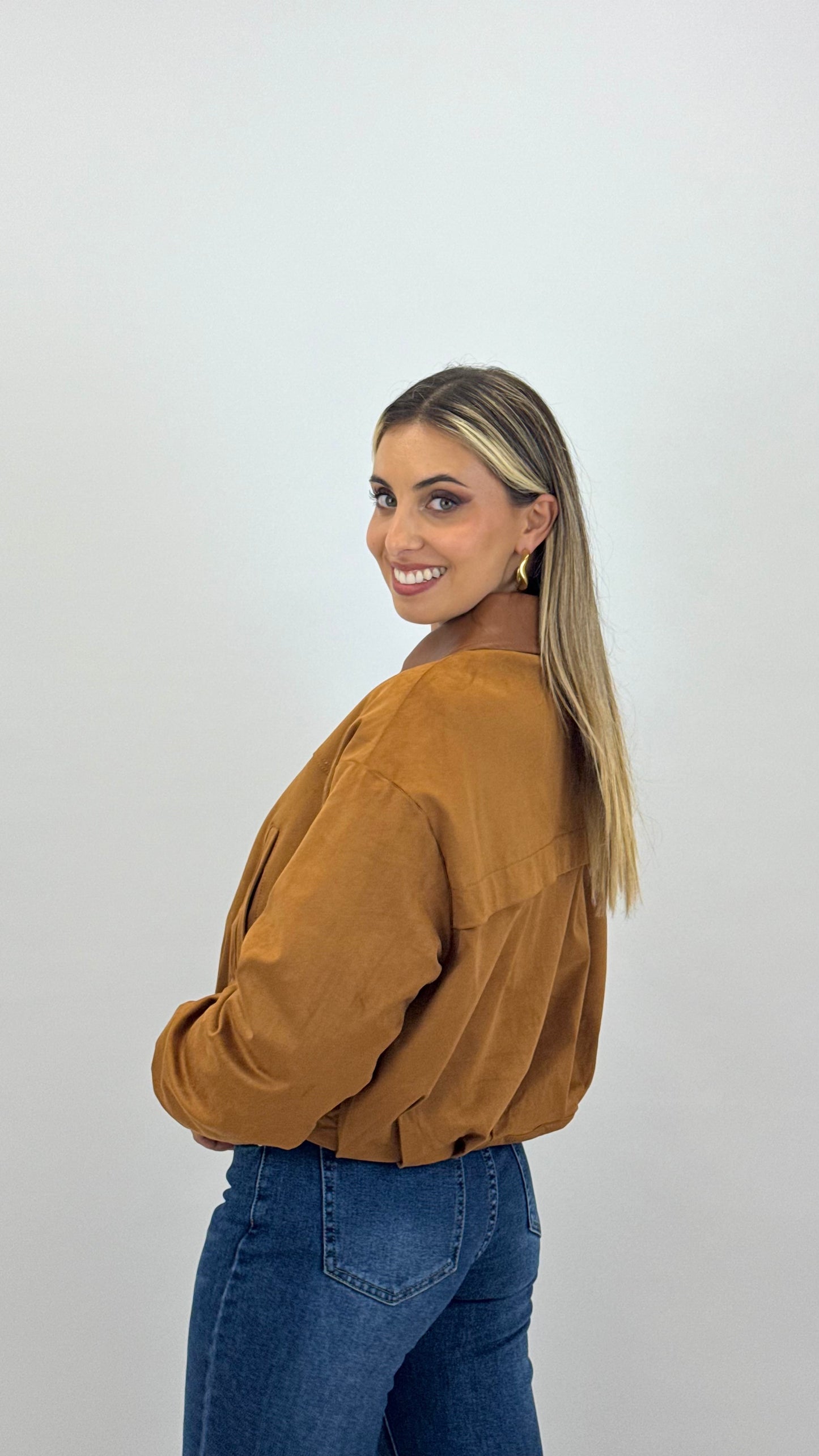 Blusão estilo camurça camel