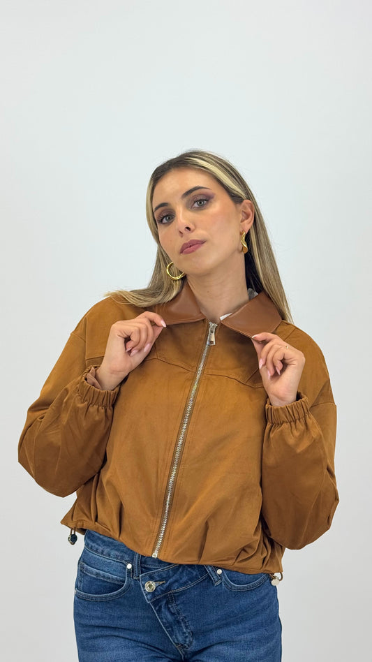 Blusão estilo camurça camel