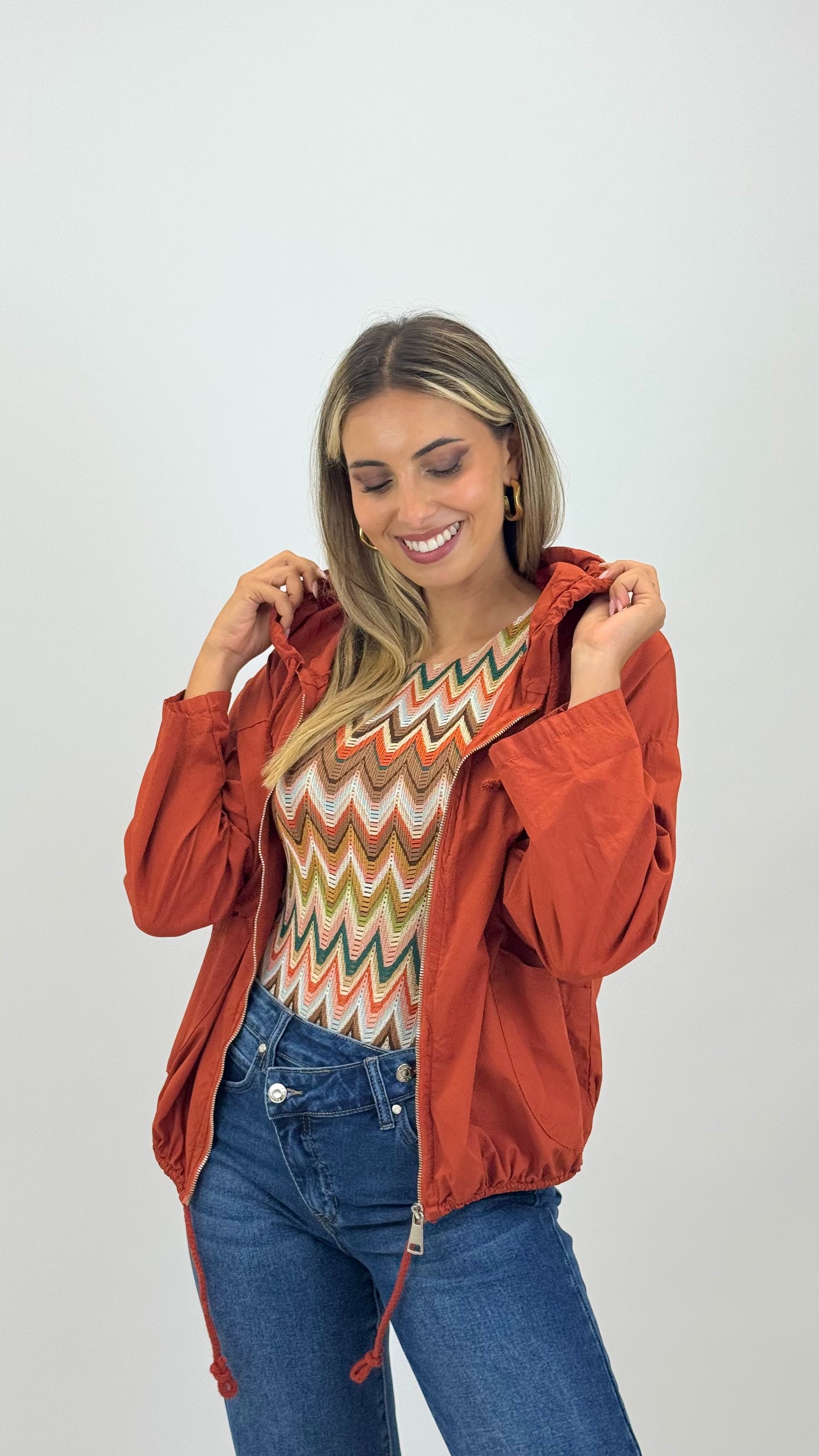 Parka fina em algodão telha