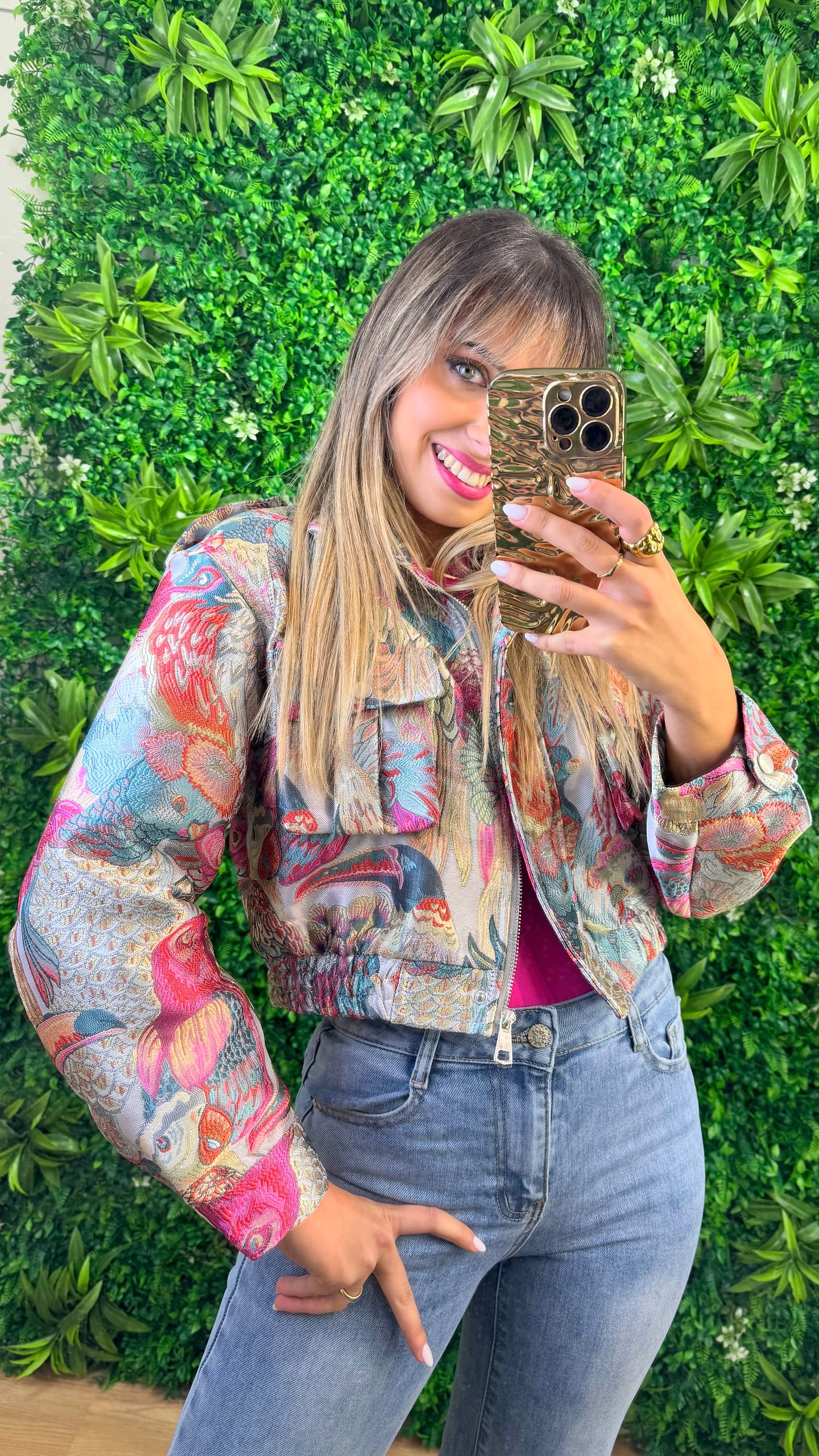 Blusão Tropicalia tons rosa