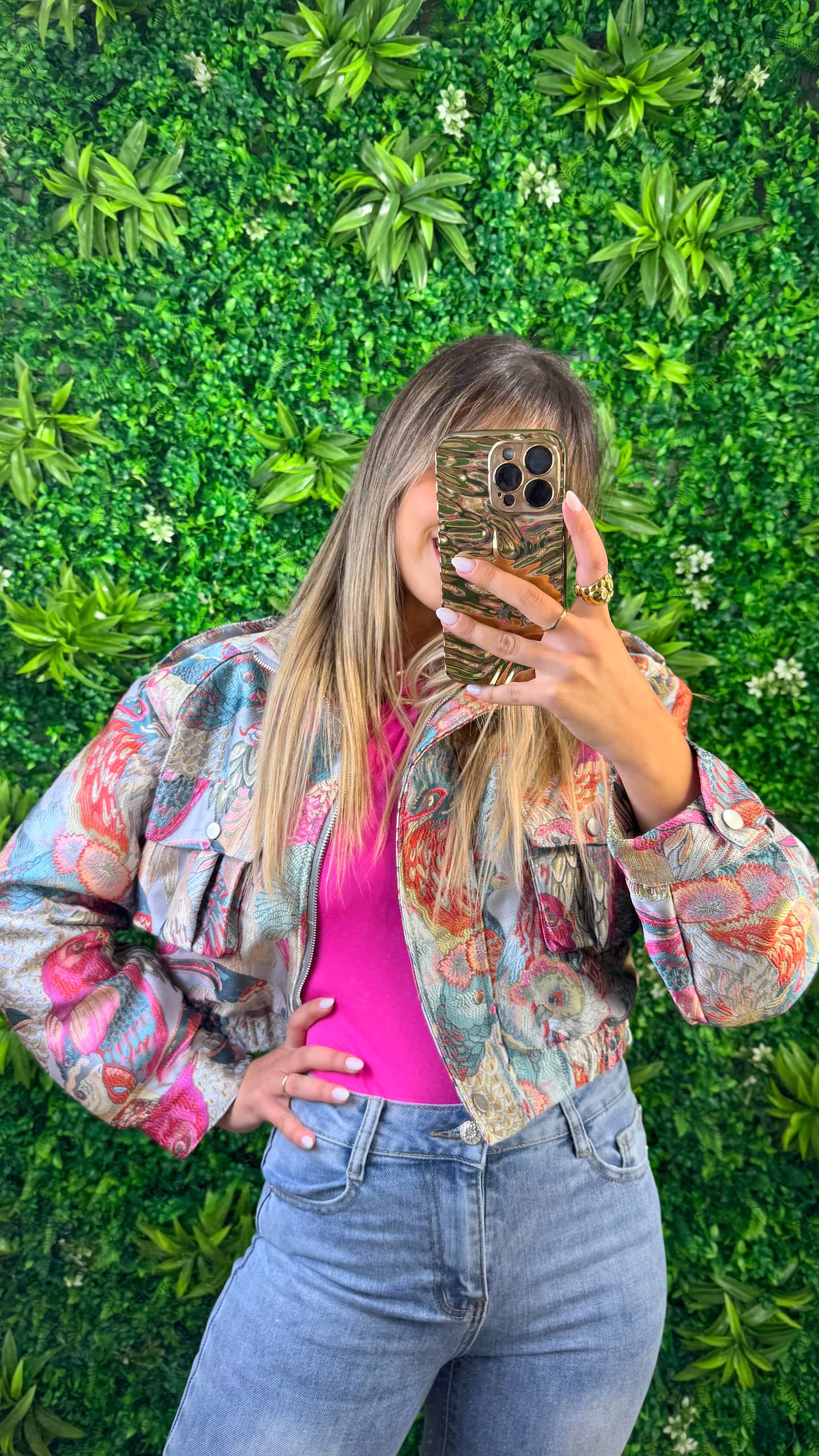 Blusão Tropicalia tons rosa