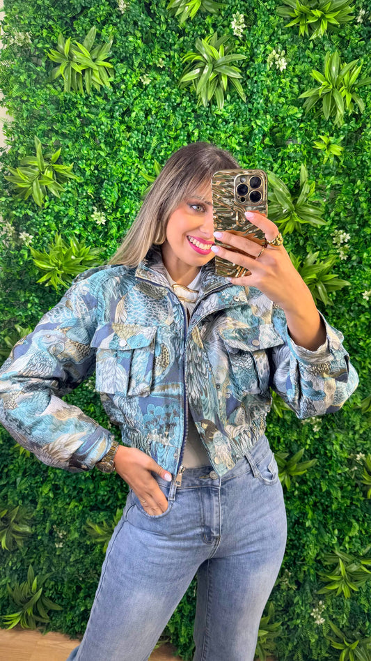 Blusão Tropicalia tons azul