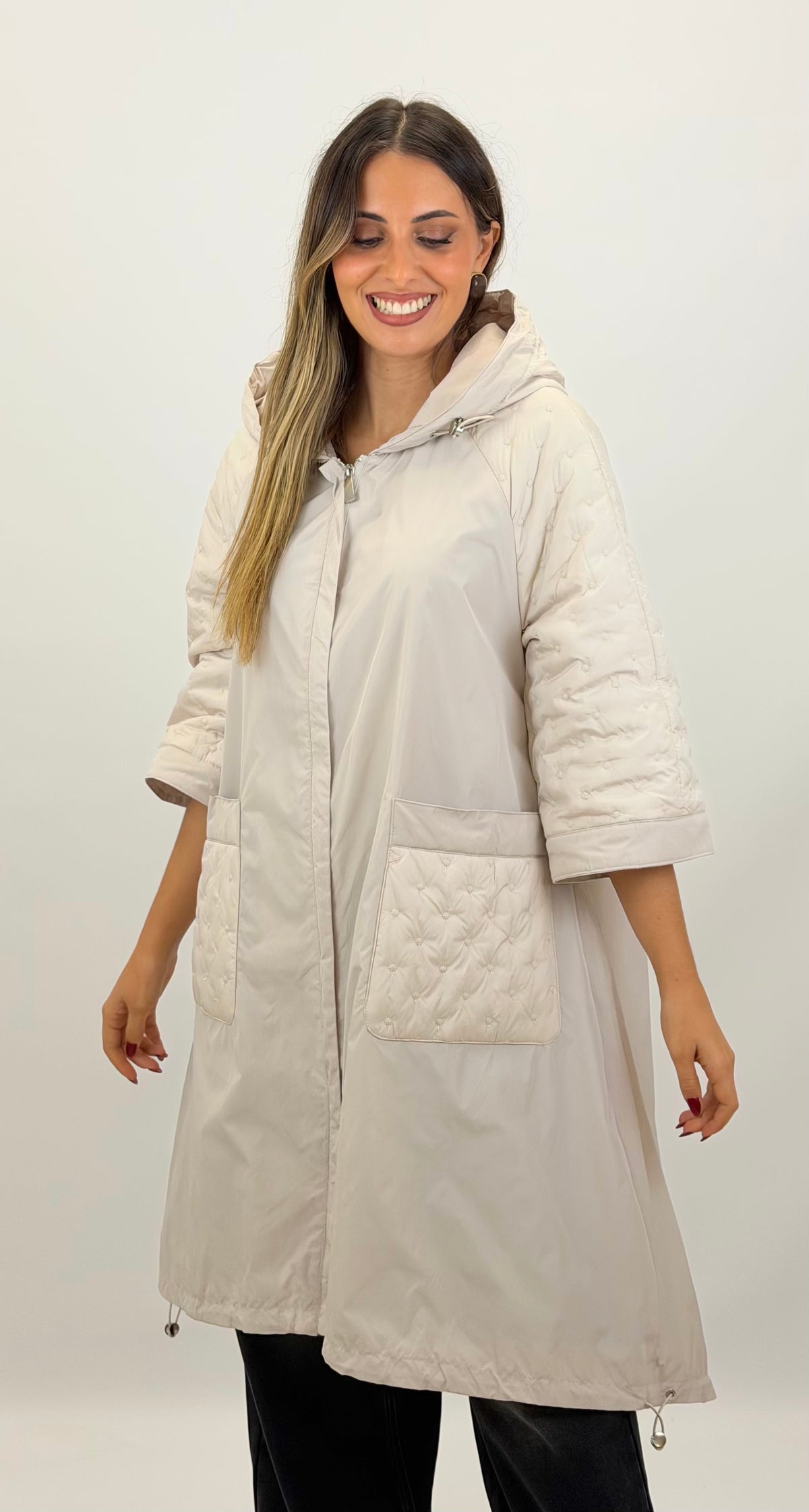 Kispo/parka comprido pérola
