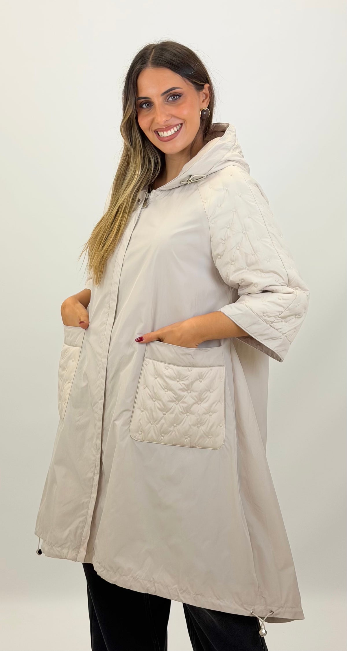 Kispo/parka comprido pérola