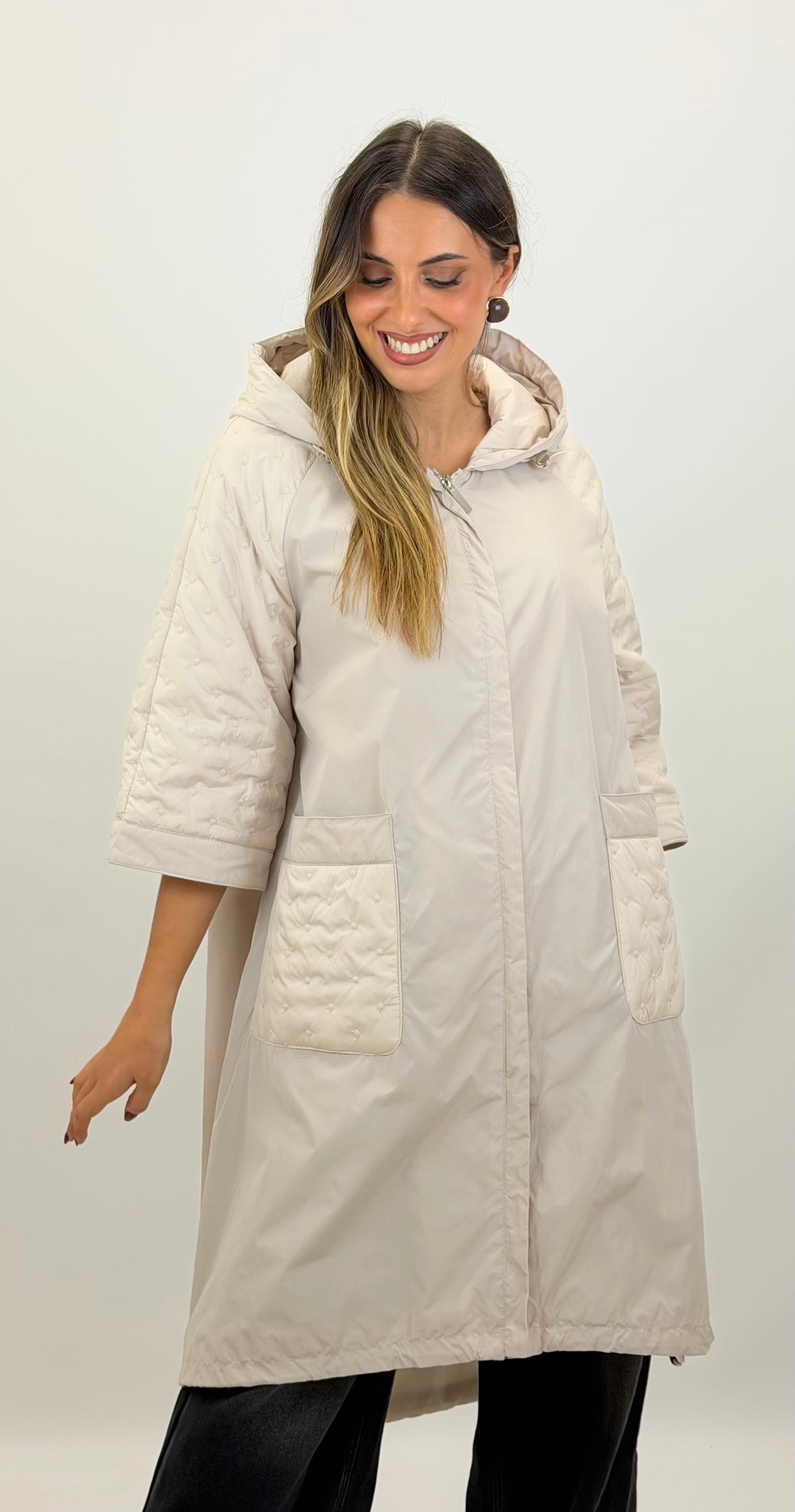 Kispo/parka comprido pérola