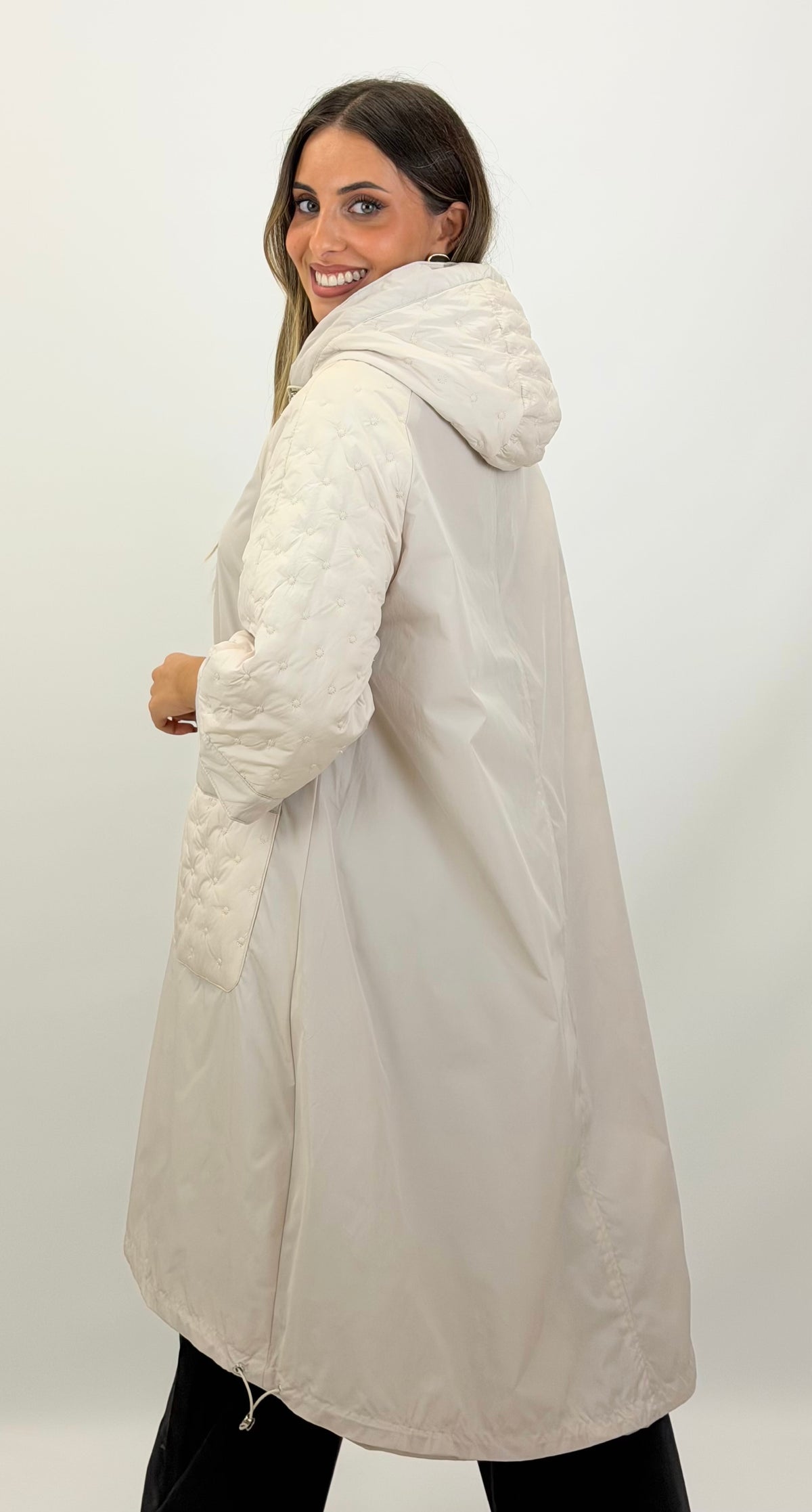 Kispo/parka comprido pérola