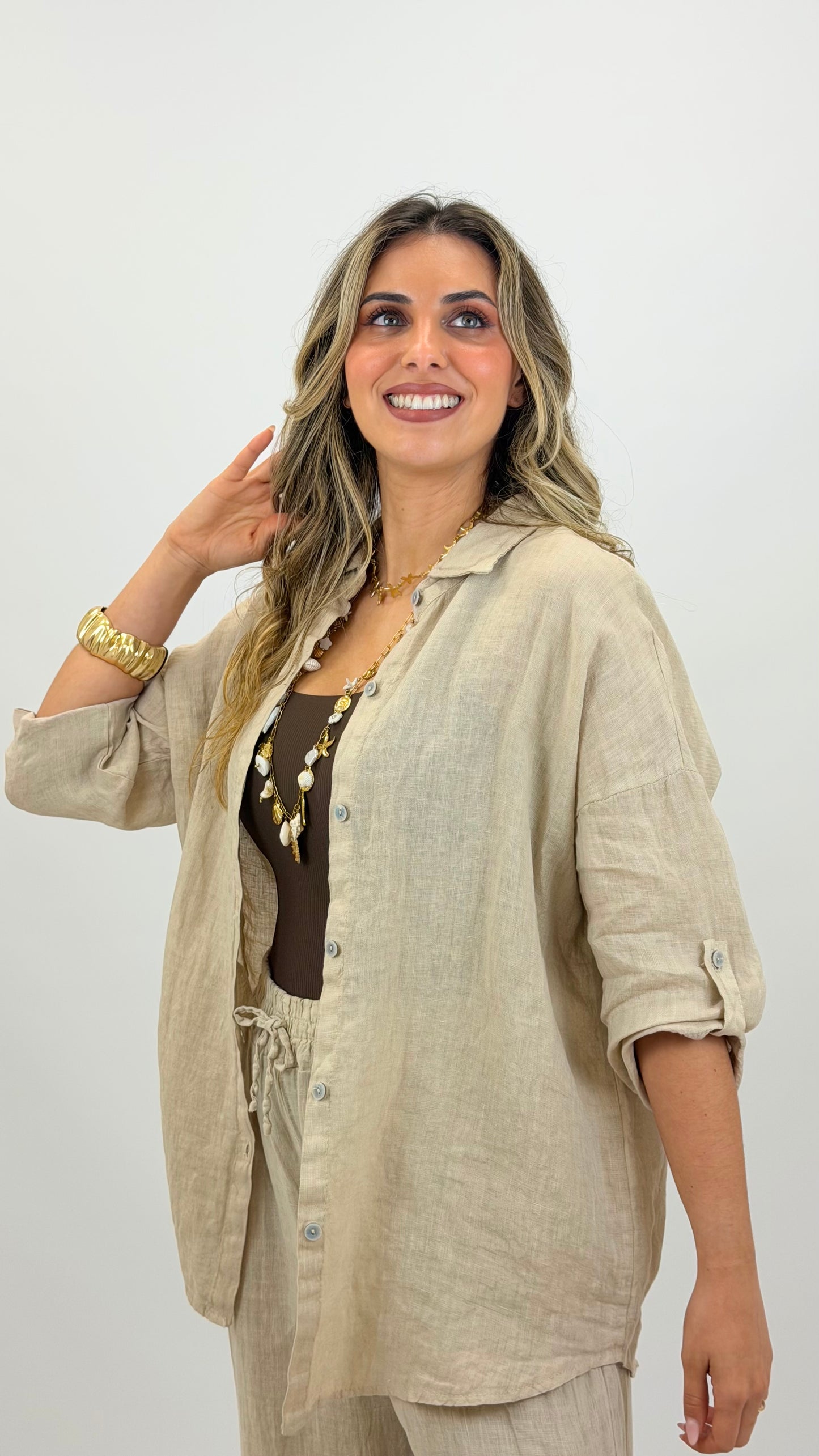 Camisa linho bege