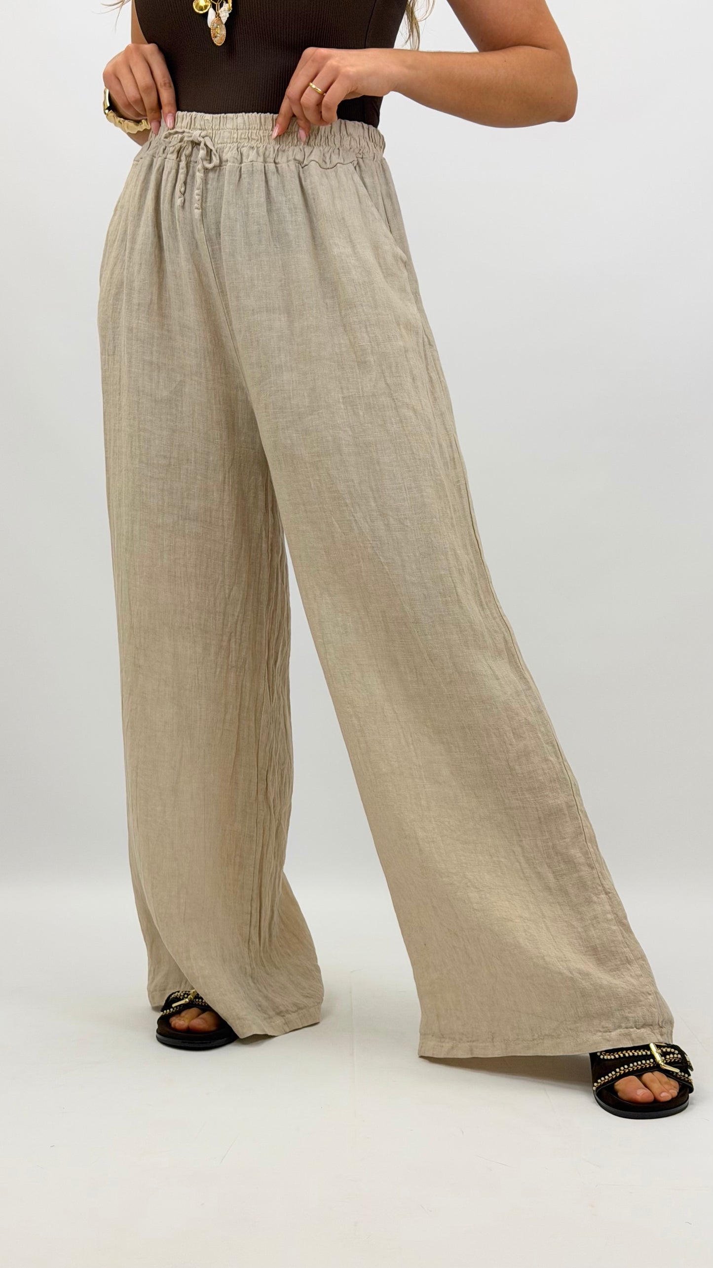 Calça linho bege