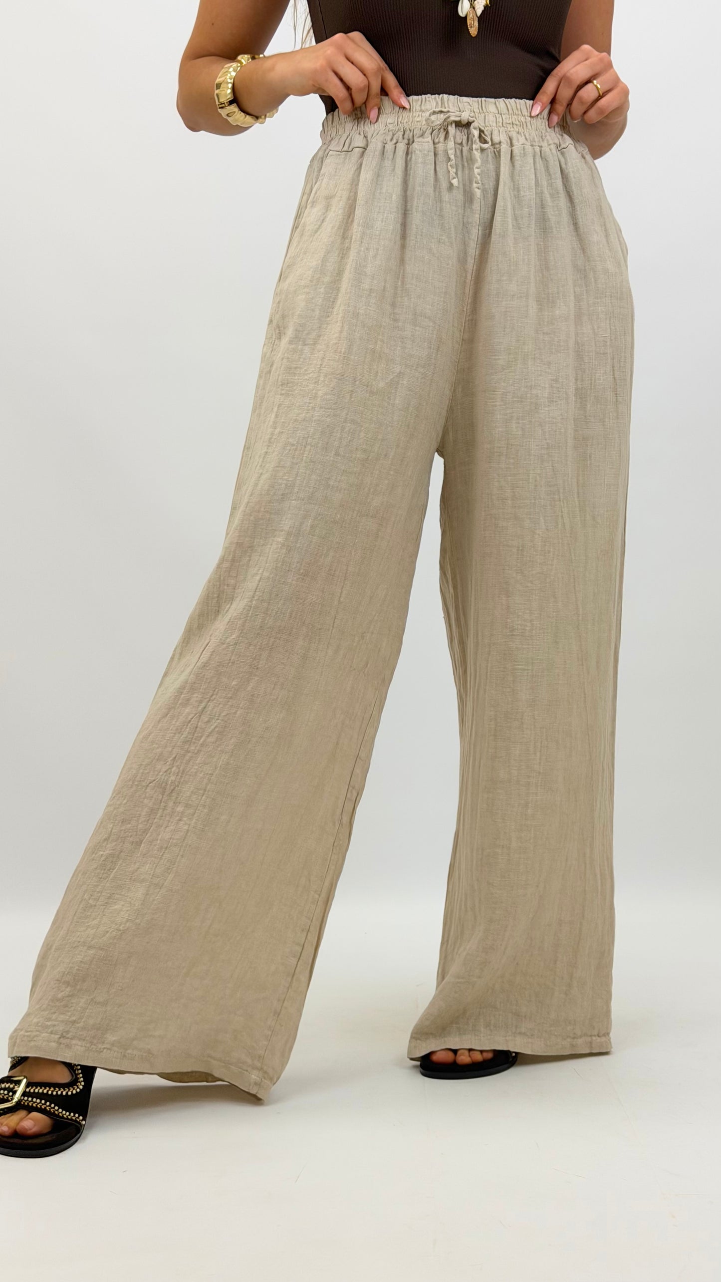Calça linho bege