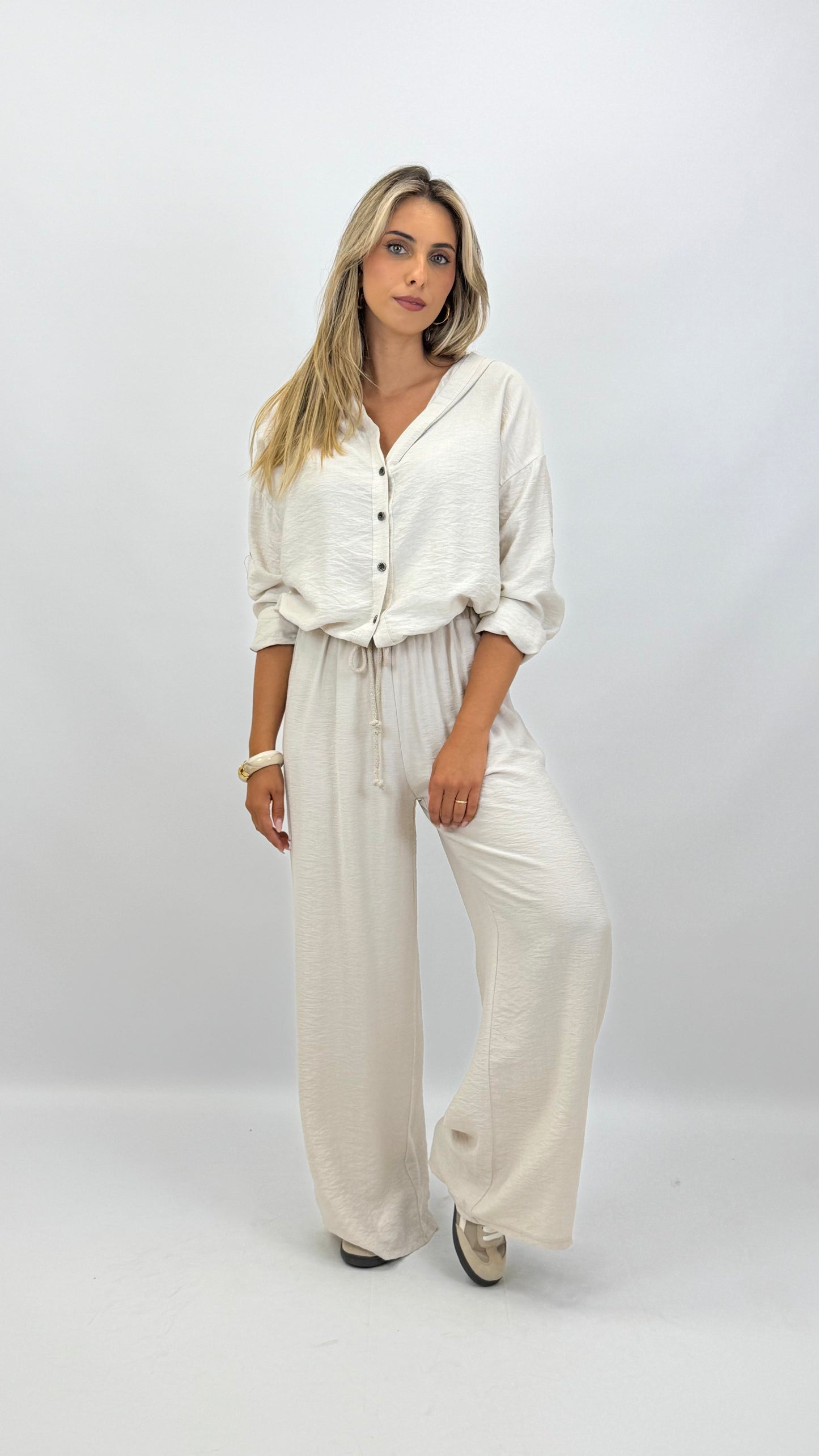Conjunto com carapuço pérola