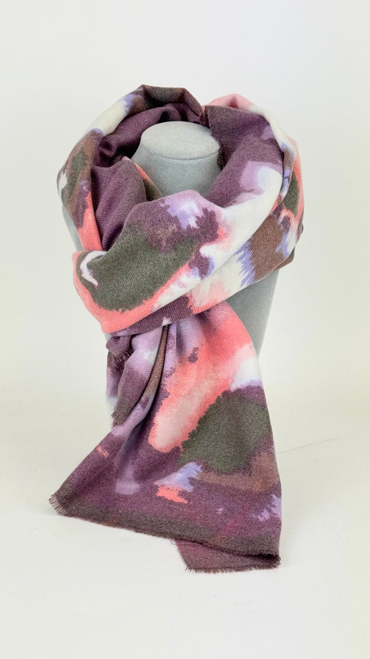 Écharpe estampado abstrato tons rosa